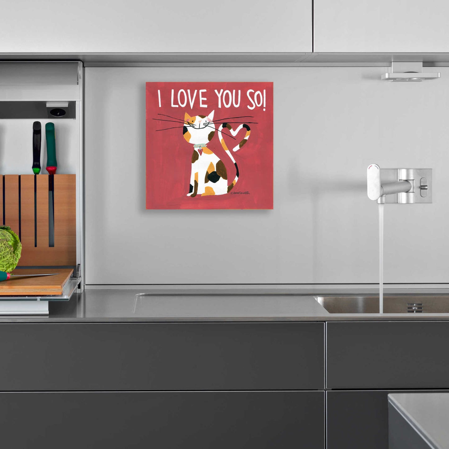Epic Art 'Happy Cats I Love You So' by Ann Tavoletti, Acrylic Glass Wall Art,12x12