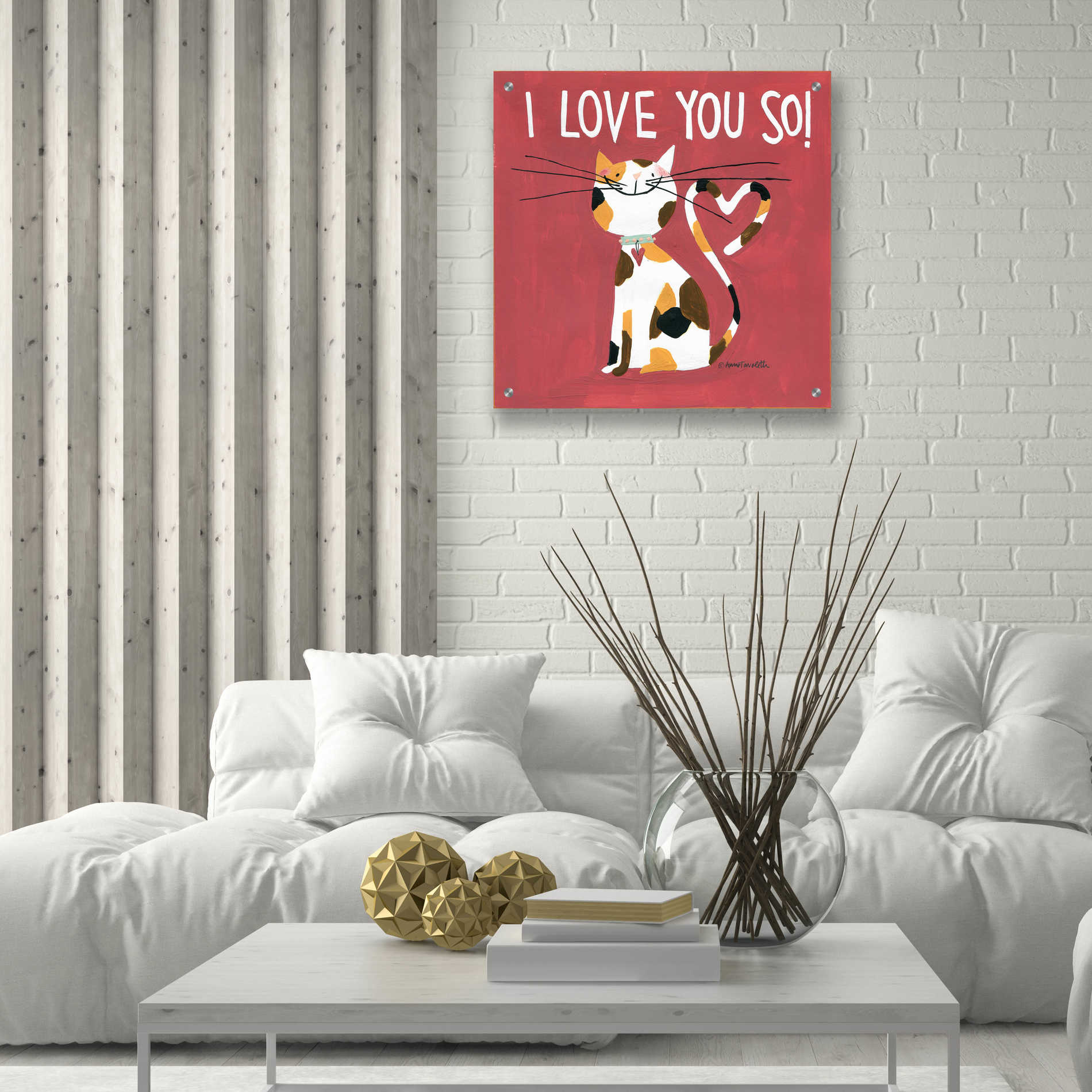 Epic Art 'Happy Cats I Love You So' by Ann Tavoletti, Acrylic Glass Wall Art,24x24