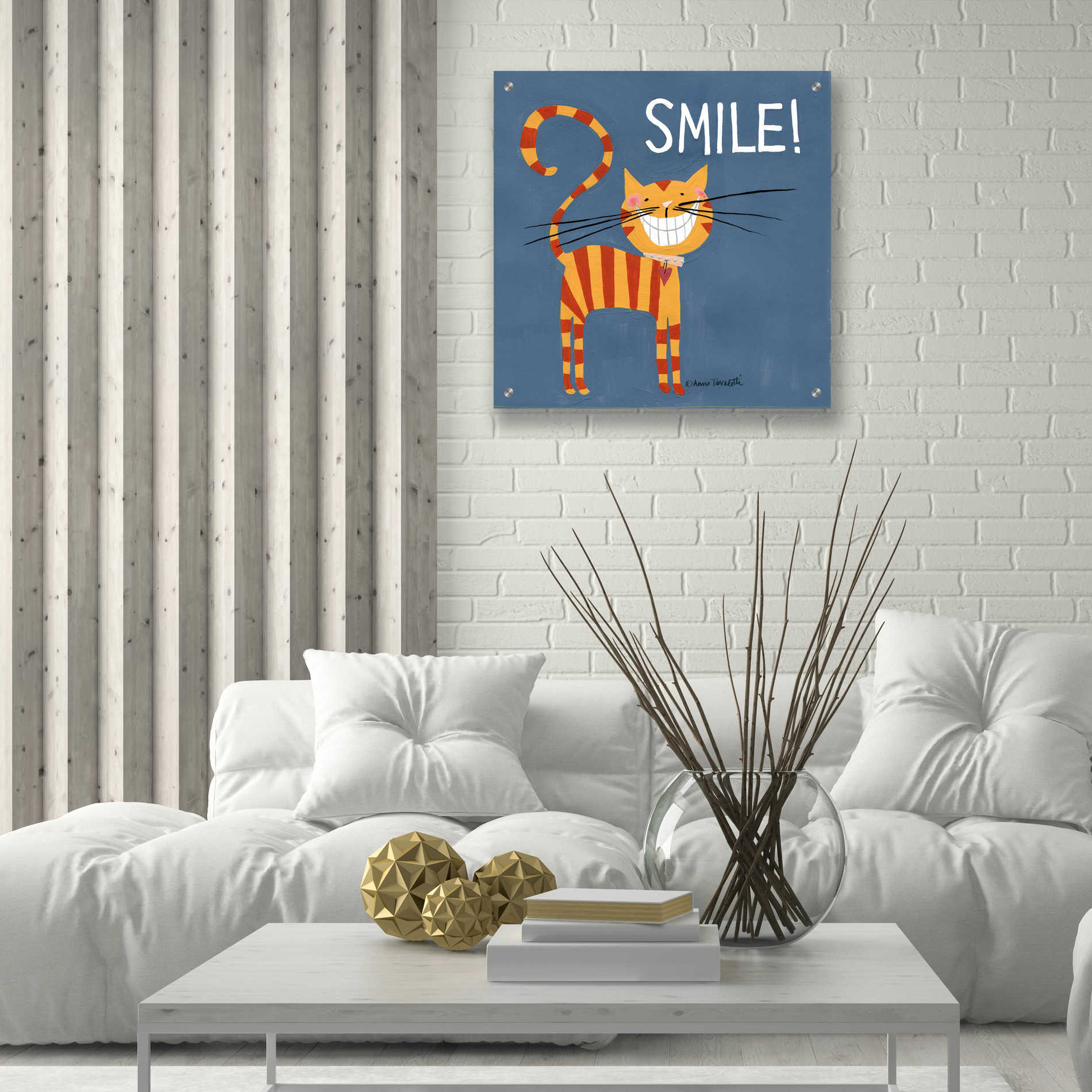 Epic Art 'Happy Cats Smile' by Ann Tavoletti, Acrylic Glass Wall Art,24x24