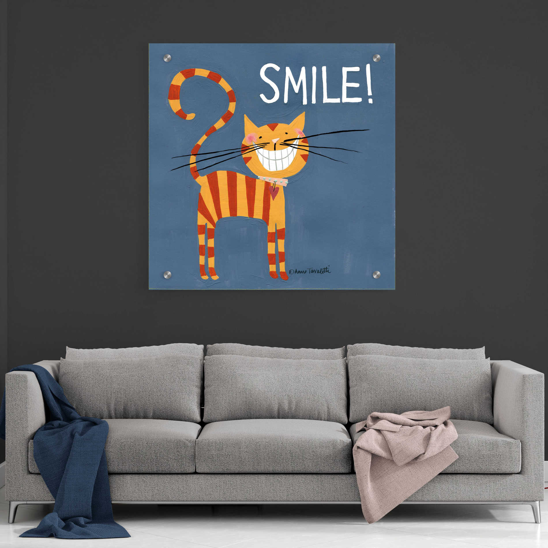 Epic Art 'Happy Cats Smile' by Ann Tavoletti, Acrylic Glass Wall Art,36x36