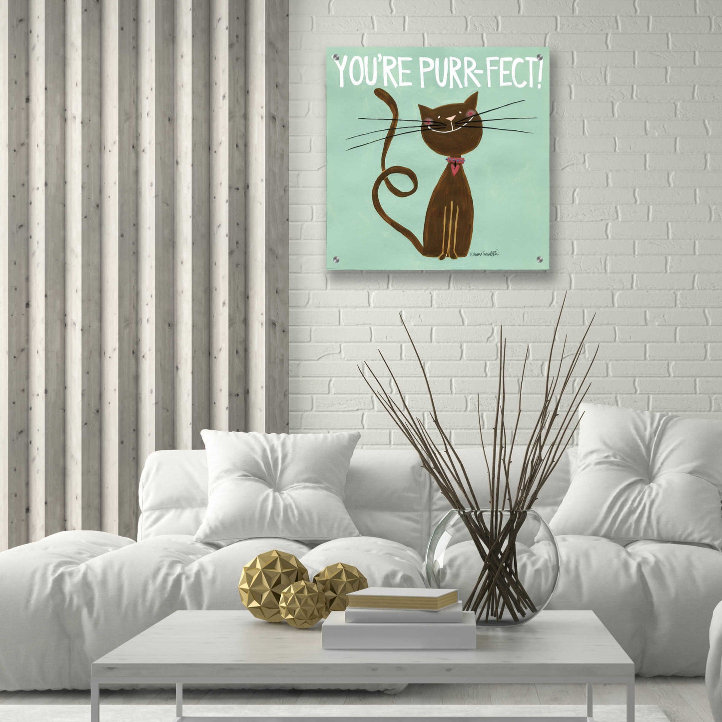 Epic Art 'Happy Cats Youre Purr' by Ann Tavoletti, Acrylic Glass Wall Art,24x24