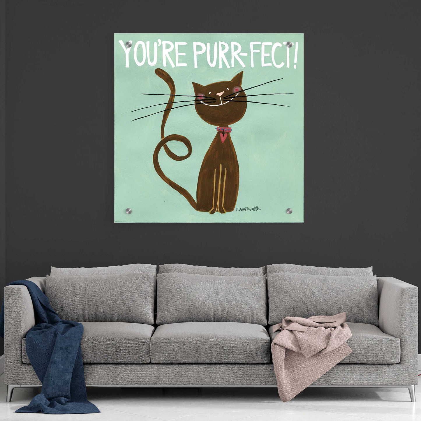 Epic Art 'Happy Cats Youre Purr' by Ann Tavoletti, Acrylic Glass Wall Art,36x36