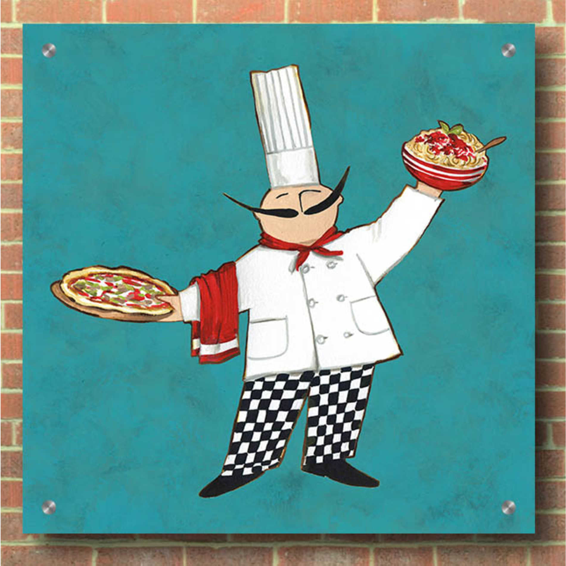 Epic Art 'Pasta Chef in Color' by Ann Tavoletti, Acrylic Glass Wall Art,36x36