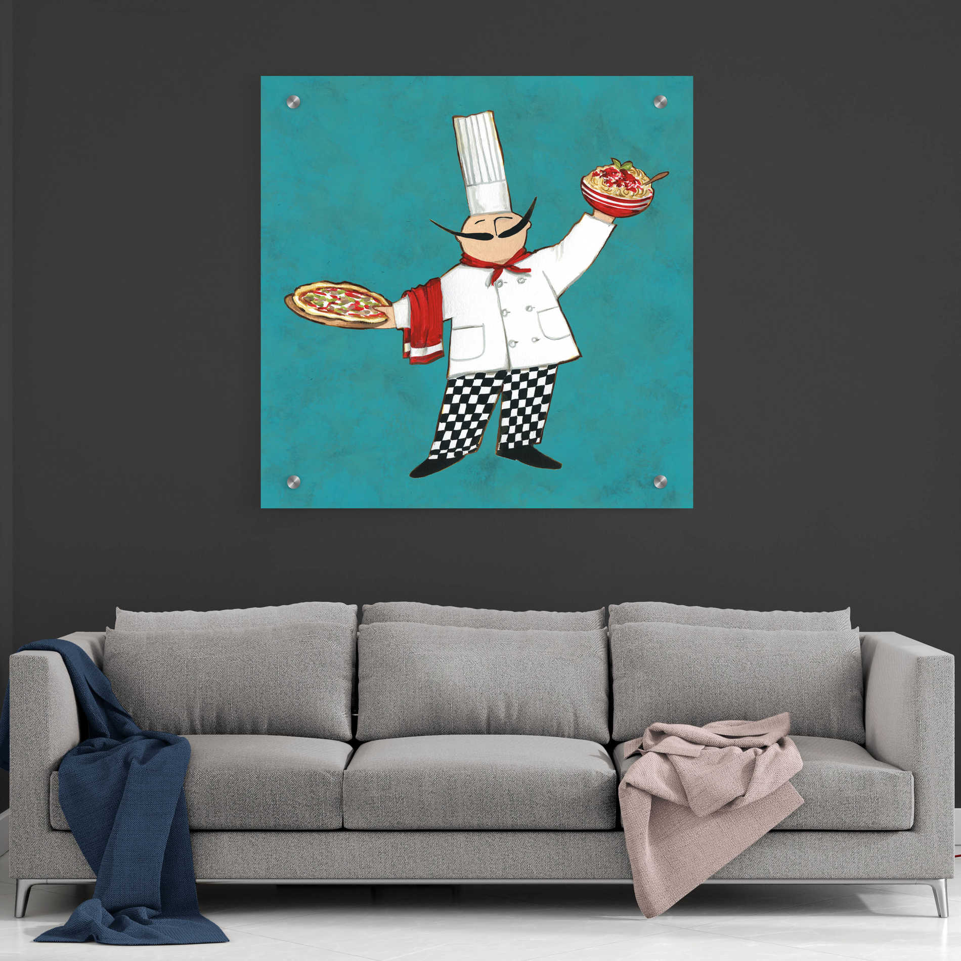 Epic Art 'Pasta Chef in Color' by Ann Tavoletti, Acrylic Glass Wall Art,36x36