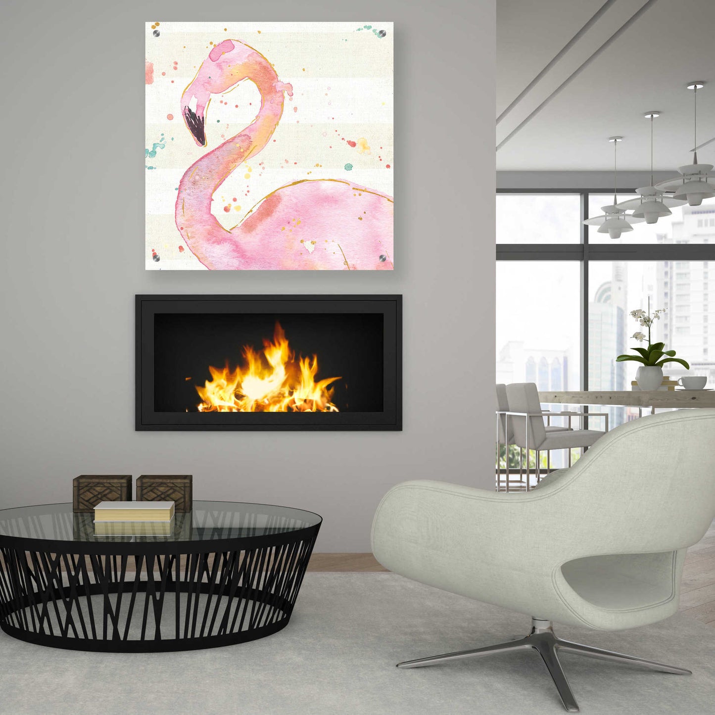 Epic Art 'Flamingo Fever III' by Ann Tavoletti, Acrylic Glass Wall Art,36x36