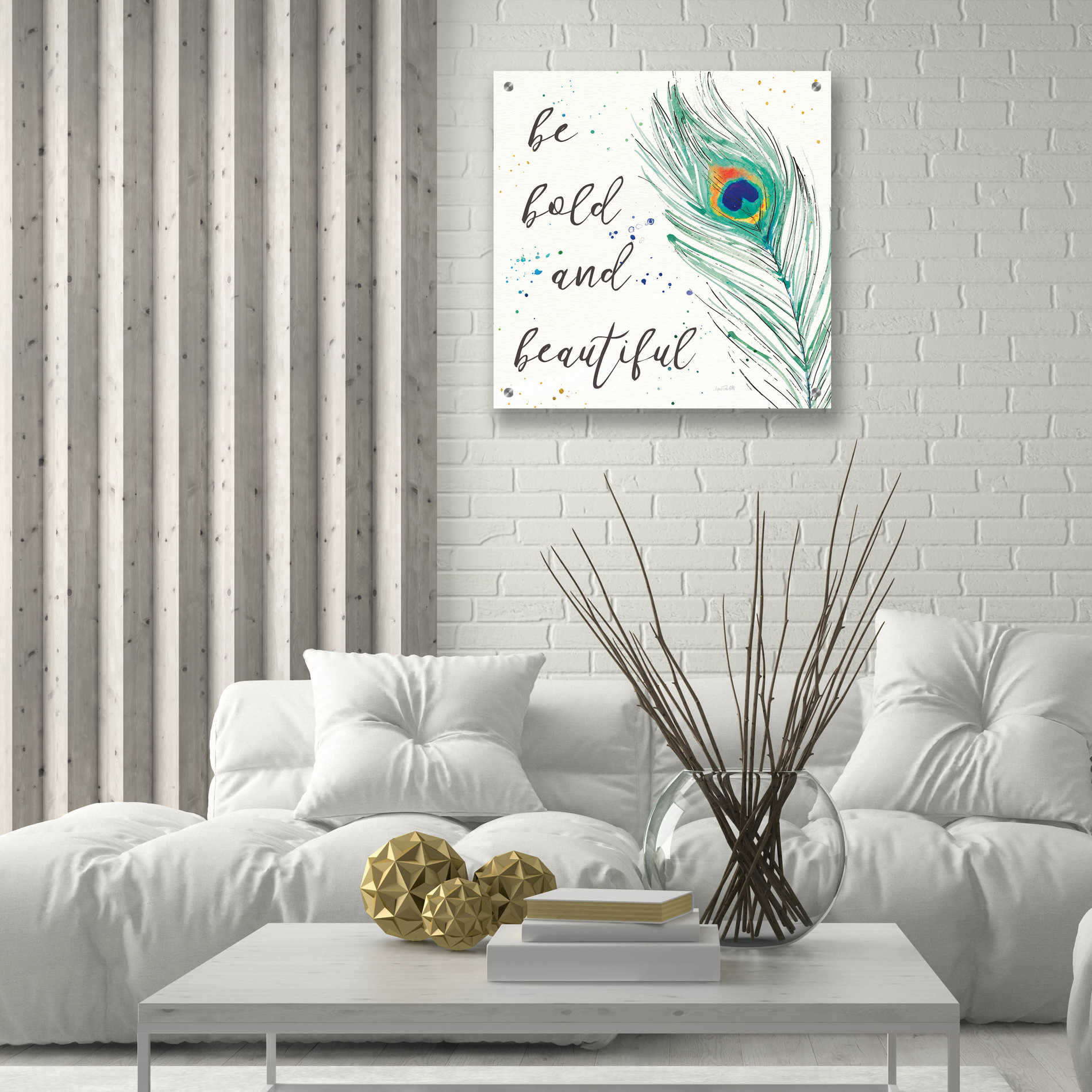 Epic Art 'Peacock Garden VIII' by Ann Tavoletti, Acrylic Glass Wall Art,24x24