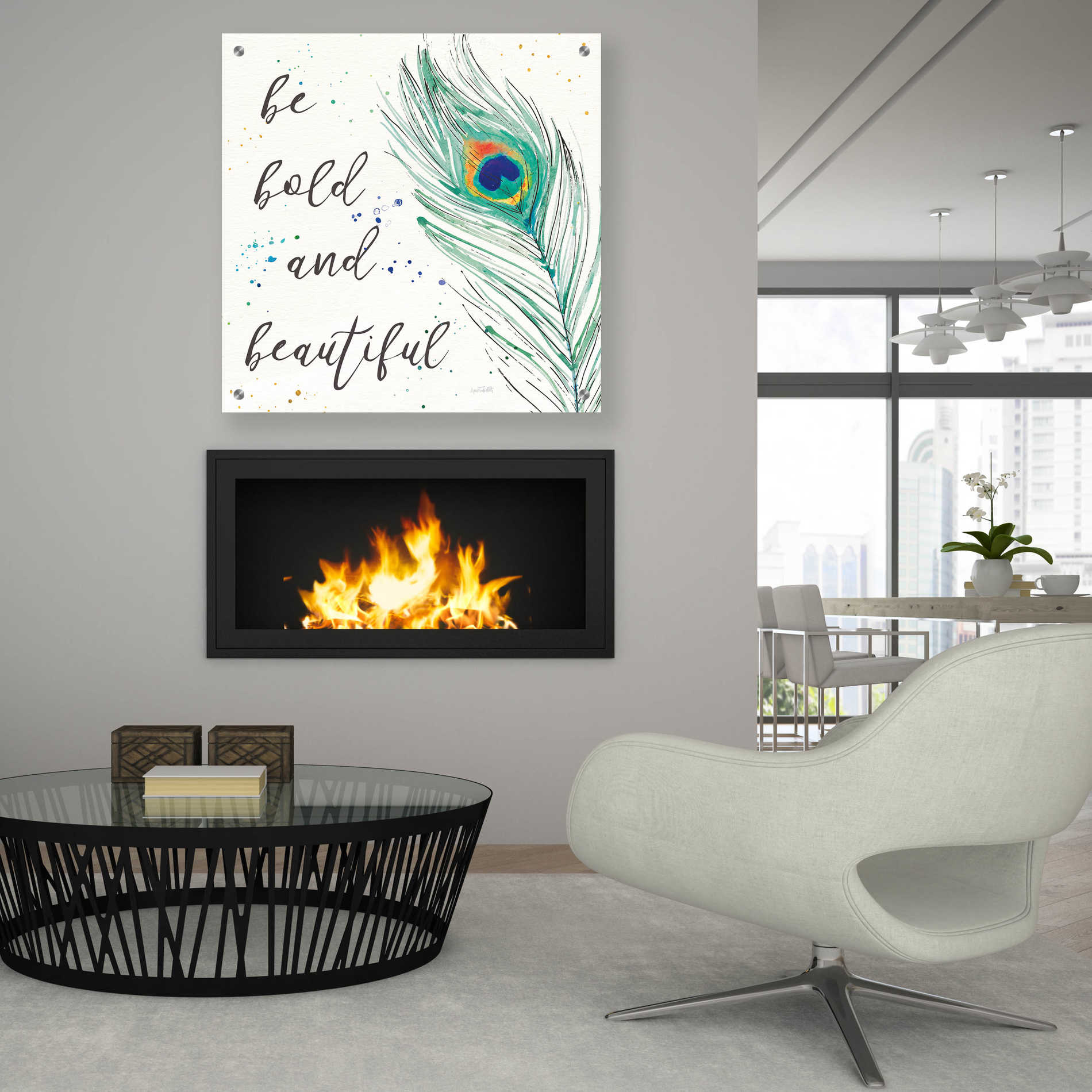 Epic Art 'Peacock Garden VIII' by Ann Tavoletti, Acrylic Glass Wall Art,36x36