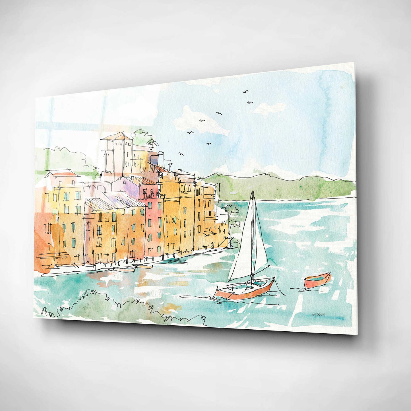Epic Art 'Portofino II' by Ann Tavoletti, Acrylic Glass Wall Art,16x12