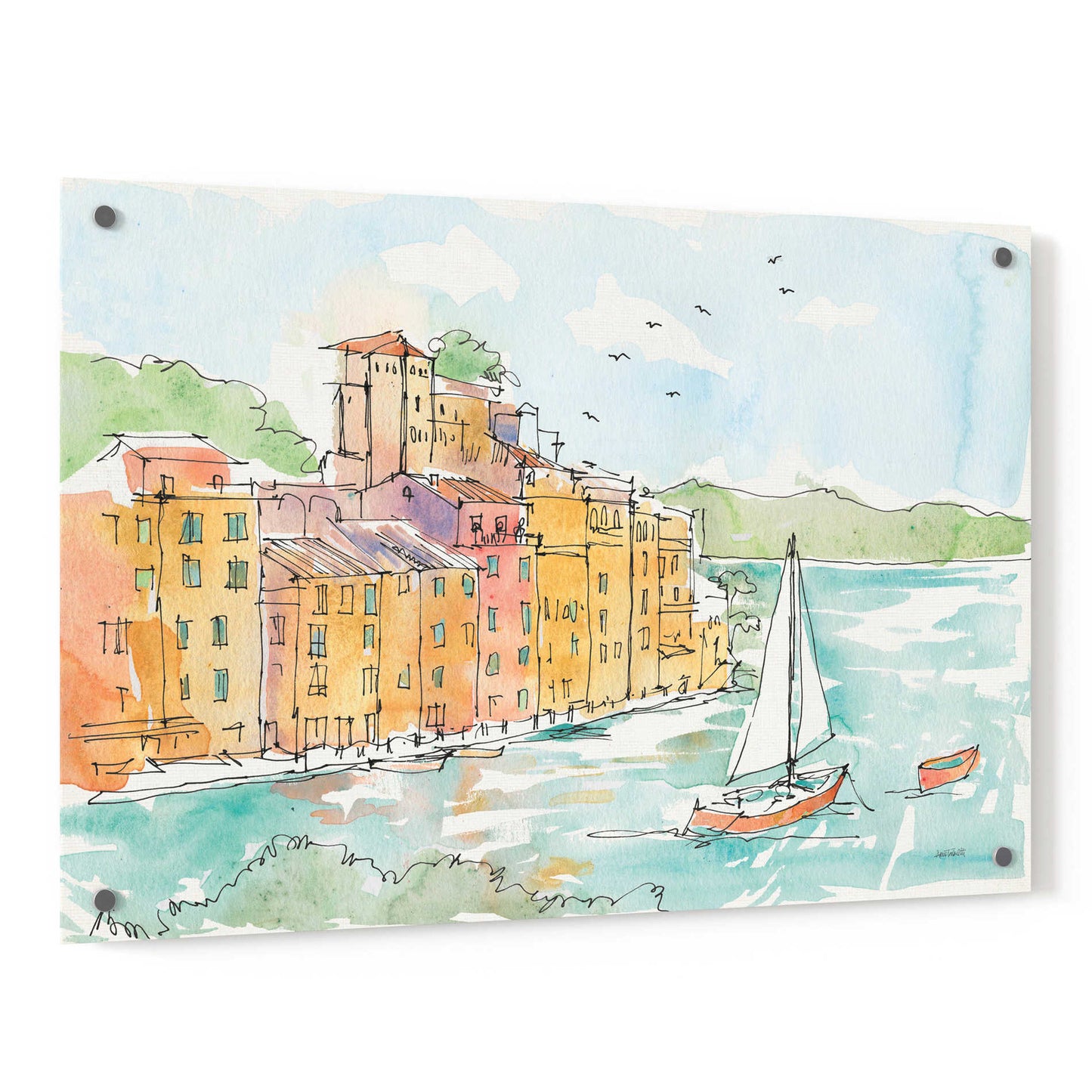 Epic Art 'Portofino II' by Ann Tavoletti, Acrylic Glass Wall Art,36x24