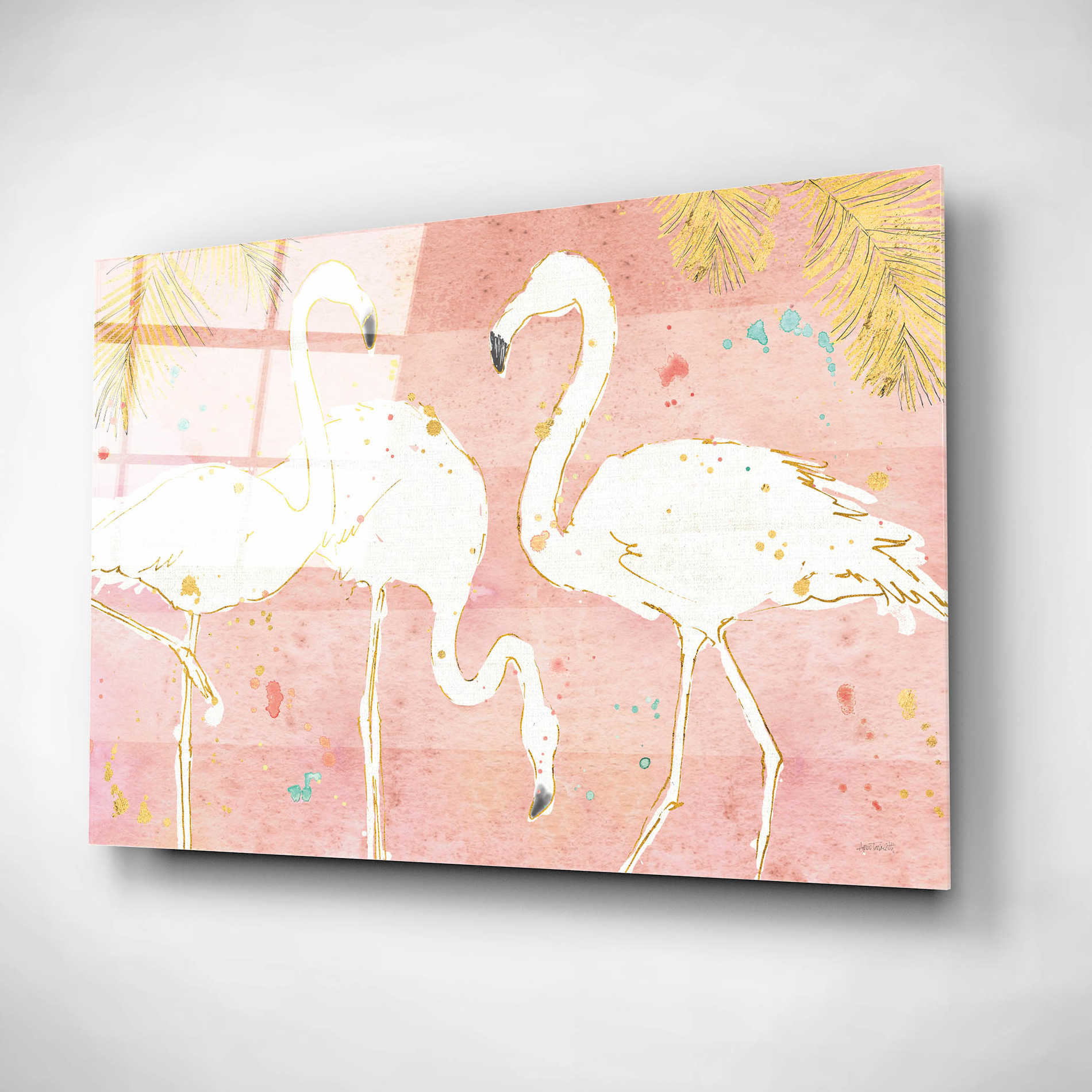 Epic Art 'Flamingo Fever IV' by Ann Tavoletti, Acrylic Glass Wall Art,16x12