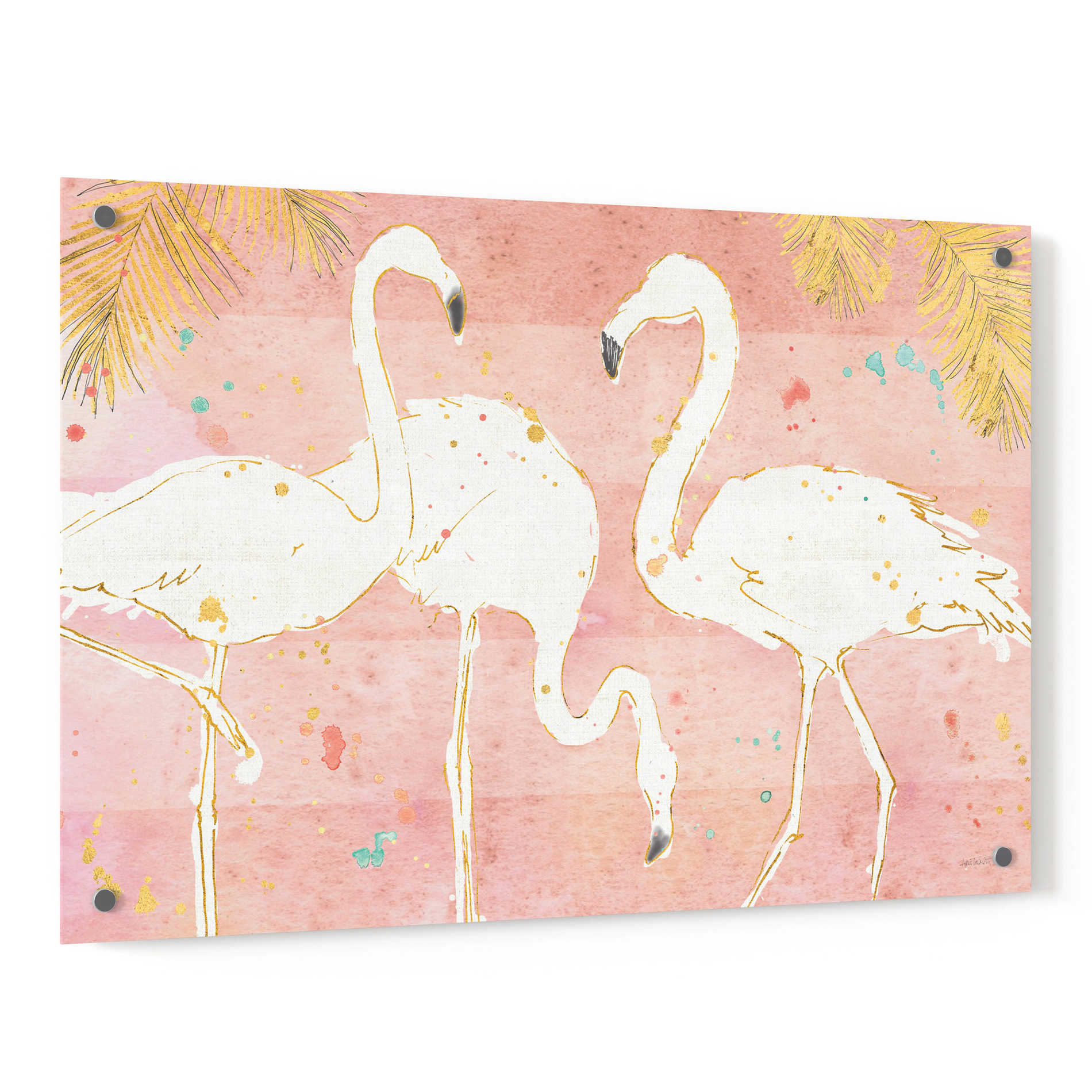 Epic Art 'Flamingo Fever IV' by Ann Tavoletti, Acrylic Glass Wall Art,36x24
