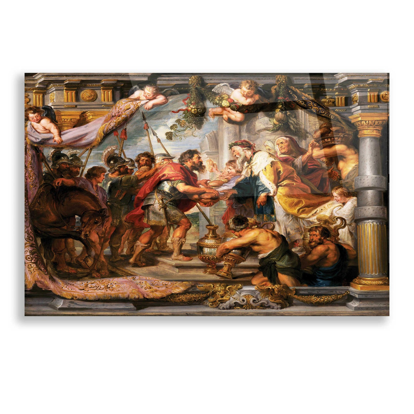 Epic Art 'The Meeting of David and Abigail' by Peter Paul Rubens, Acrylic Glass Wall Art,16x12