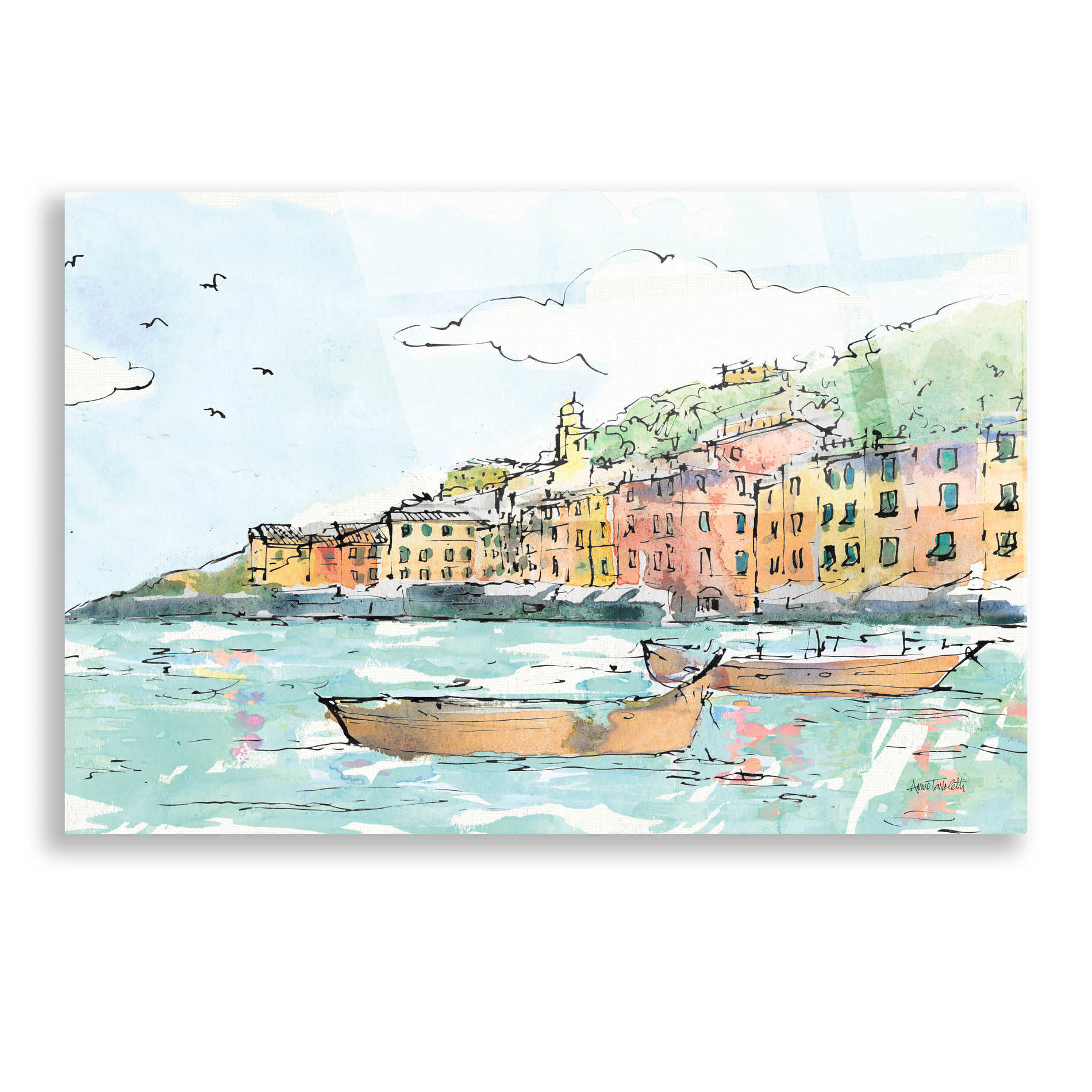 Epic Art 'Portofino I' by Ann Tavoletti, Acrylic Glass Wall Art,16x12