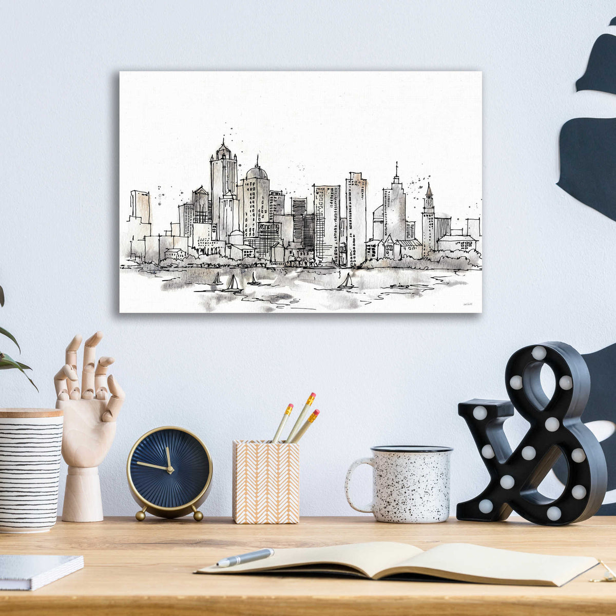 Epic Art 'Skyline Sketches III' by Ann Tavoletti, Acrylic Glass Wall Art,16x12