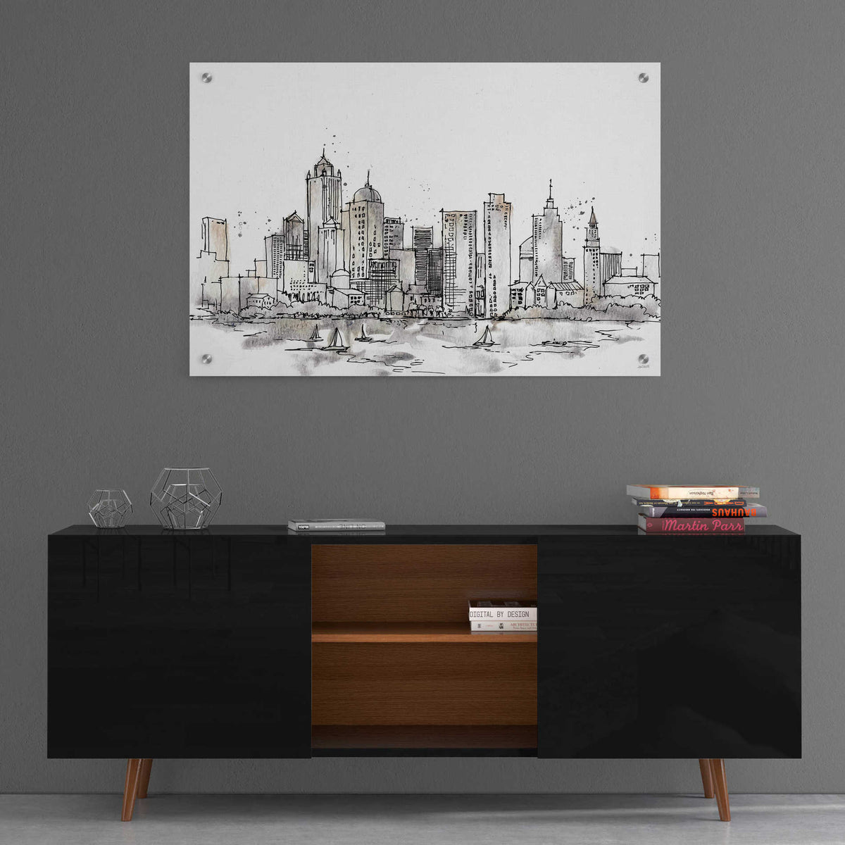 Epic Art 'Skyline Sketches III' by Ann Tavoletti, Acrylic Glass Wall Art,36x24