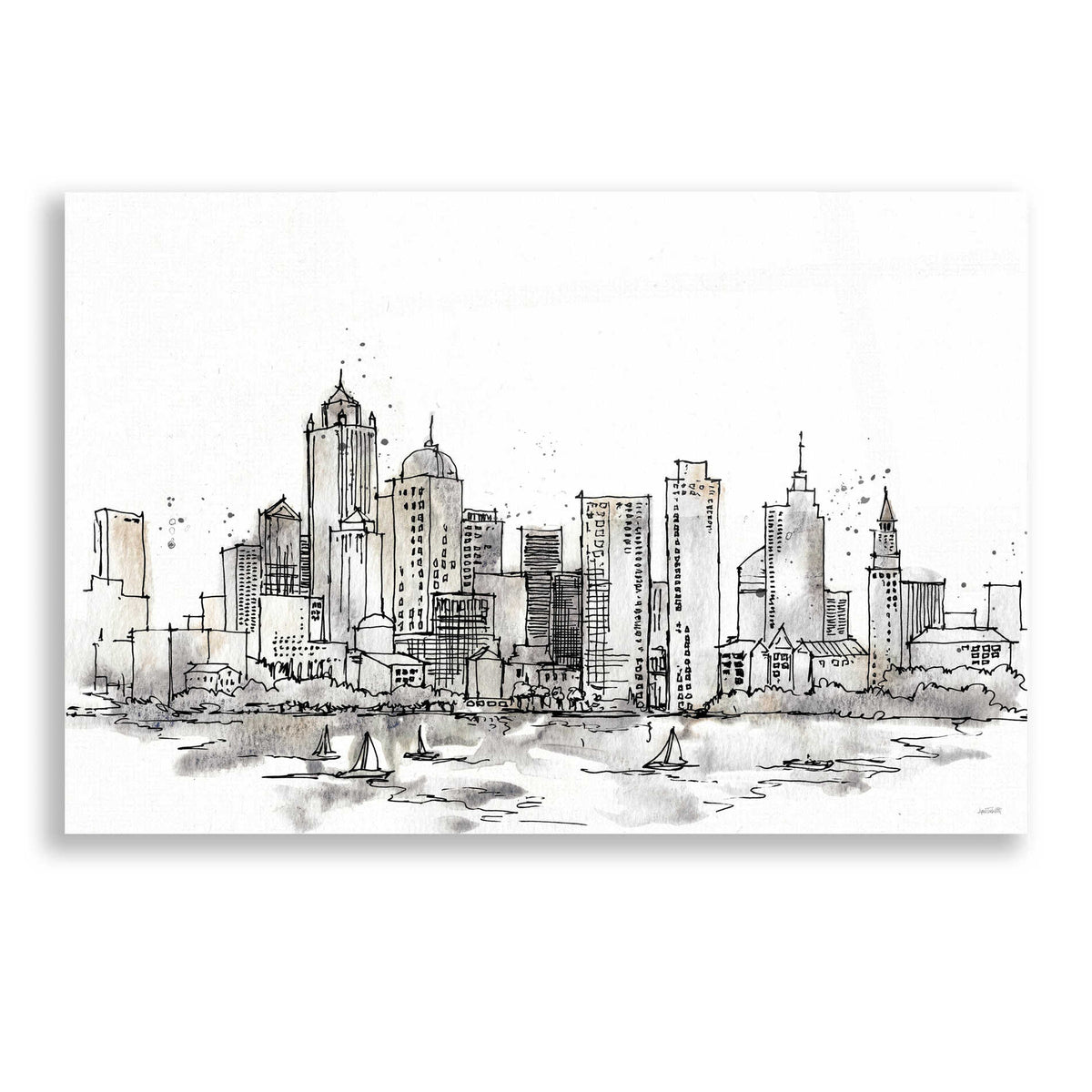 Epic Art 'Skyline Sketches III' by Ann Tavoletti, Acrylic Glass Wall Art