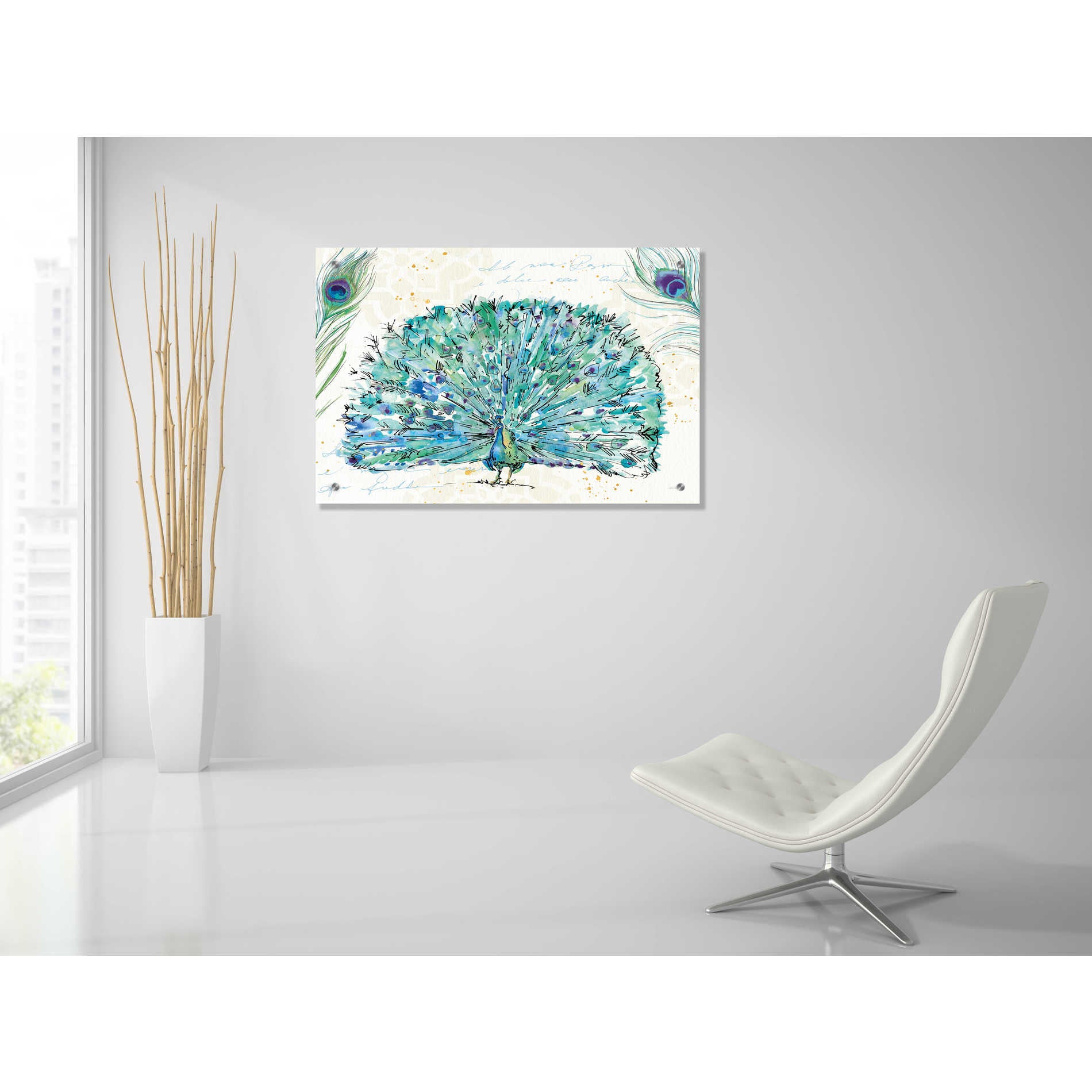 Epic Art 'Peacock Garden IX' by Ann Tavoletti, Acrylic Glass Wall Art,36x24