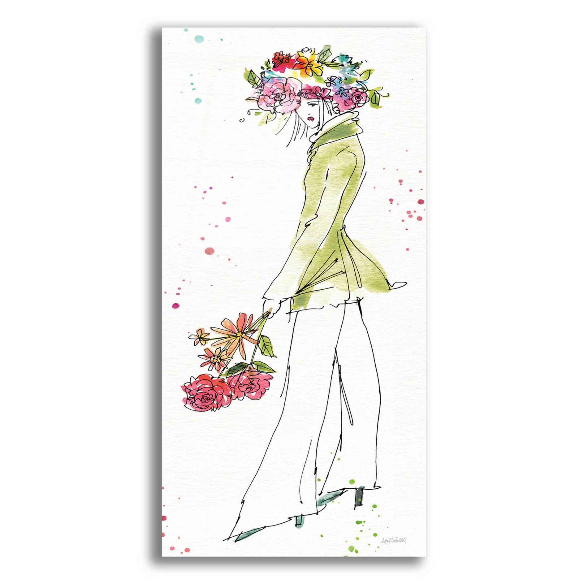 Epic Art 'Floral Figures VII' by Ann Tavoletti, Acrylic Glass Wall Art,12x24