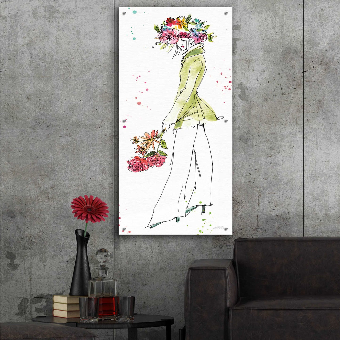 Epic Art 'Floral Figures VII' by Ann Tavoletti, Acrylic Glass Wall Art,24x48