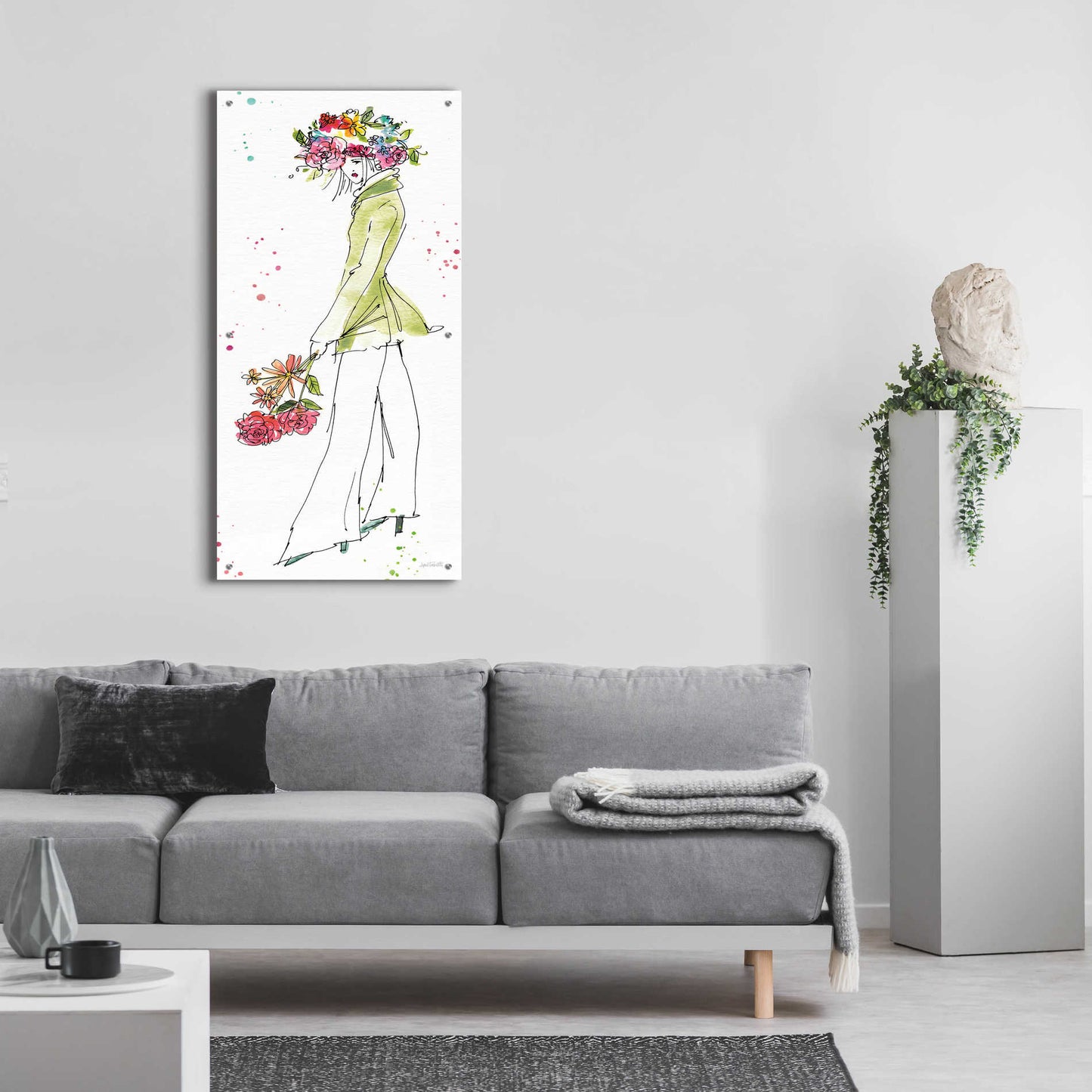 Epic Art 'Floral Figures VII' by Ann Tavoletti, Acrylic Glass Wall Art,24x48