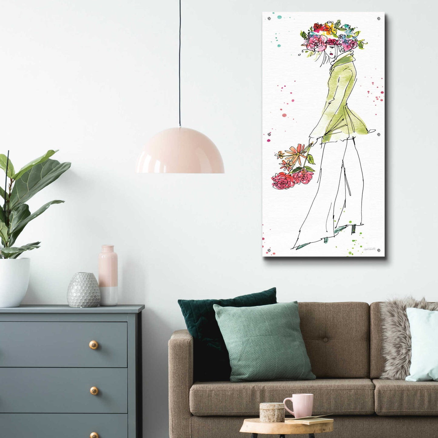 Epic Art 'Floral Figures VII' by Ann Tavoletti, Acrylic Glass Wall Art,24x48