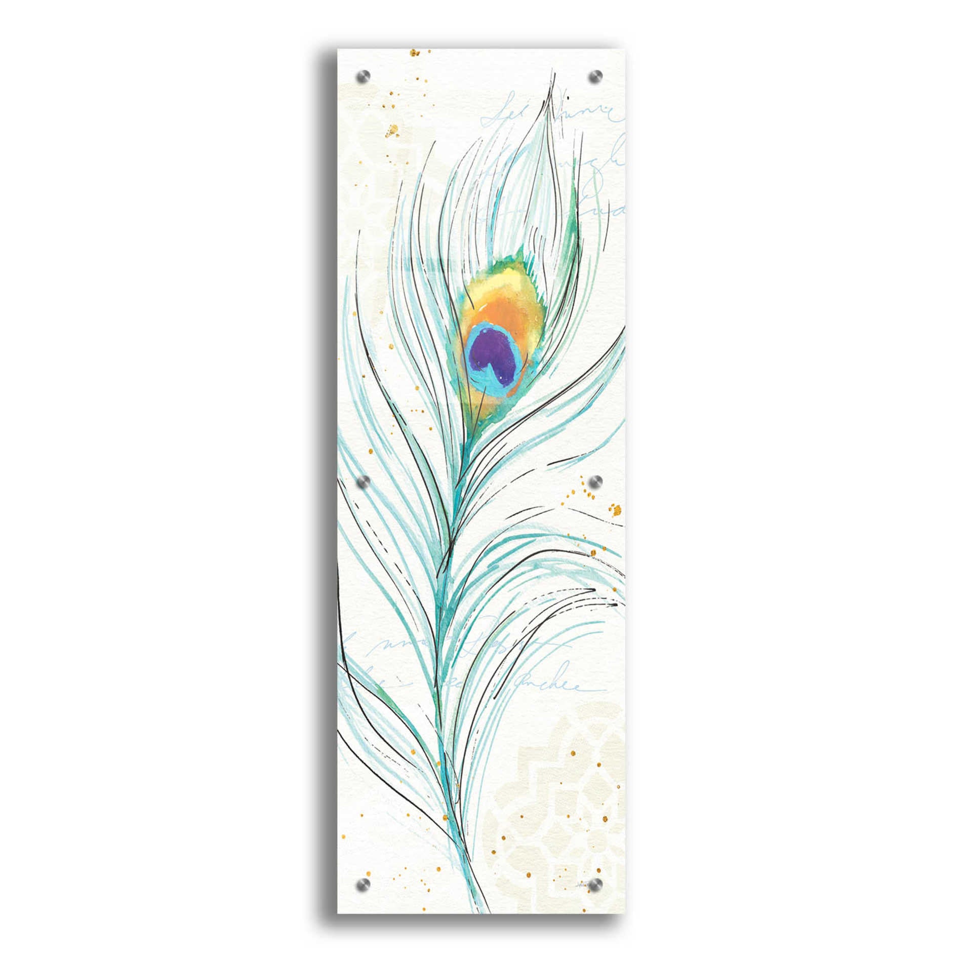 Epic Art 'Peacock Garden V' by Ann Tavoletti, Acrylic Glass Wall Art,12x36