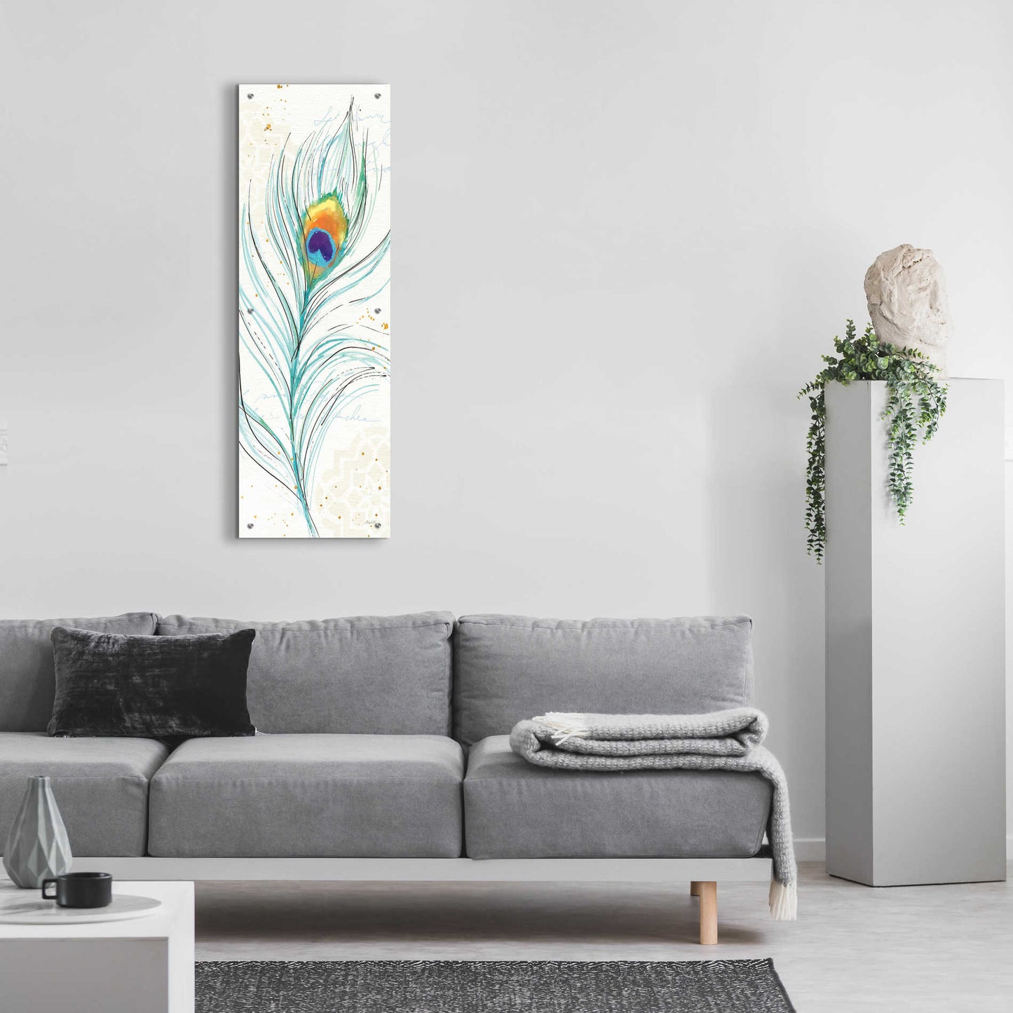 Epic Art 'Peacock Garden V' by Ann Tavoletti, Acrylic Glass Wall Art,16x48