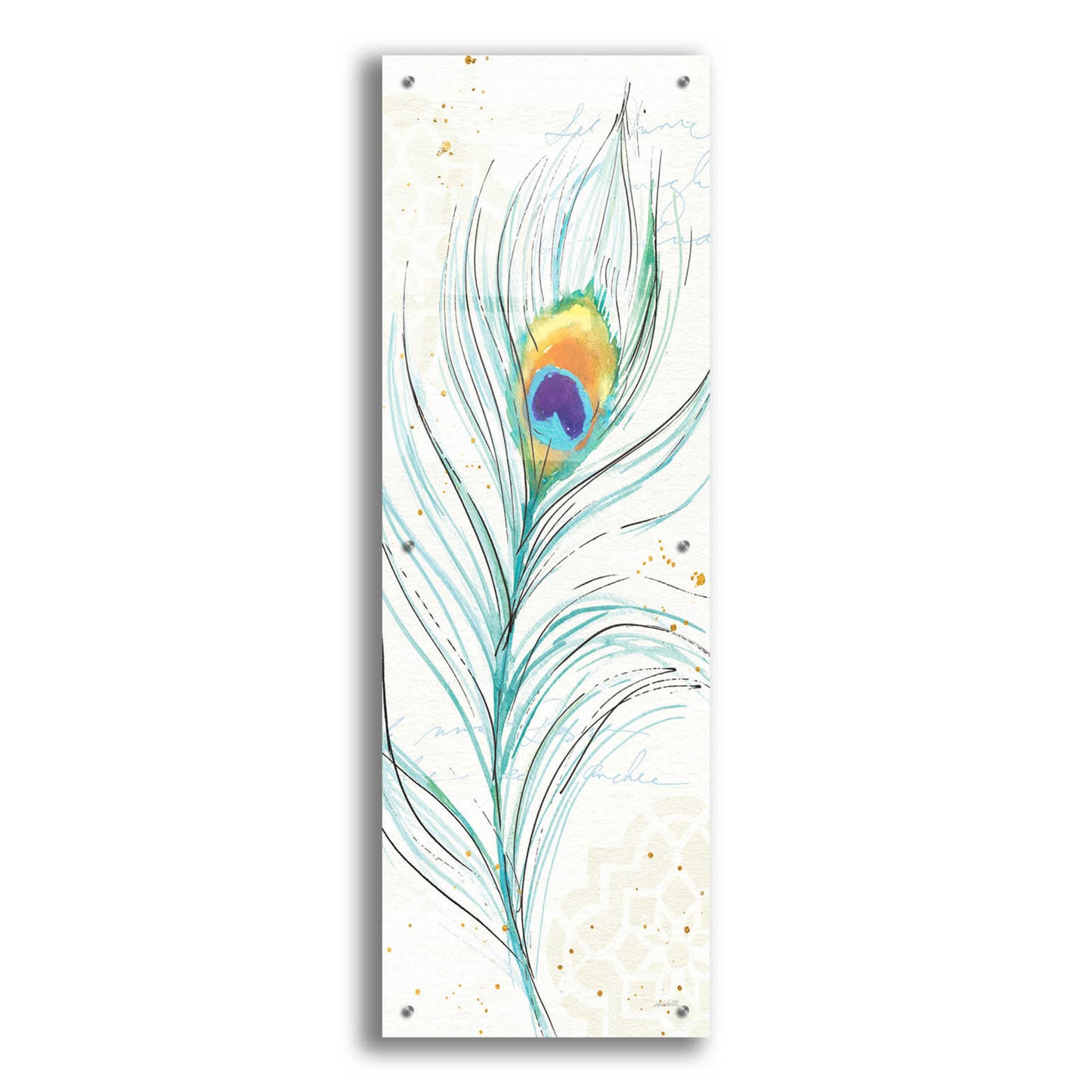 Epic Art 'Peacock Garden V' by Ann Tavoletti, Acrylic Glass Wall Art,16x48