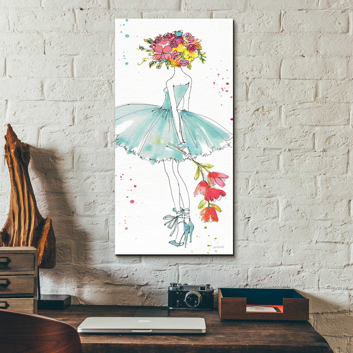 Epic Art 'Floral Figures VI' by Ann Tavoletti, Acrylic Glass Wall Art,12x24
