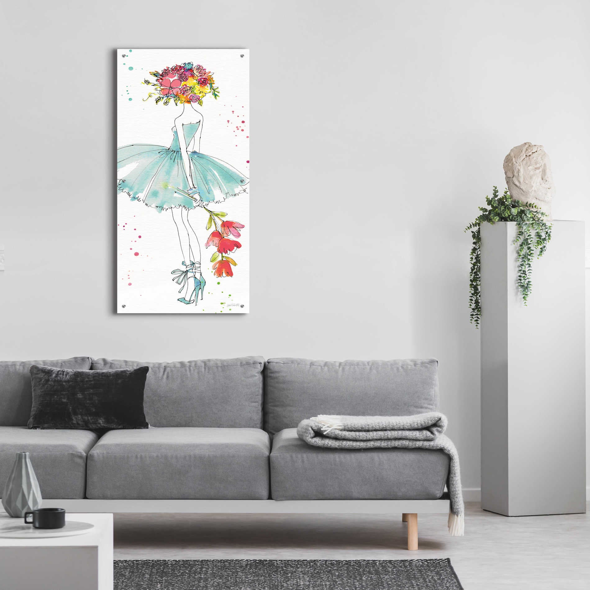 Epic Art 'Floral Figures VI' by Ann Tavoletti, Acrylic Glass Wall Art,24x48