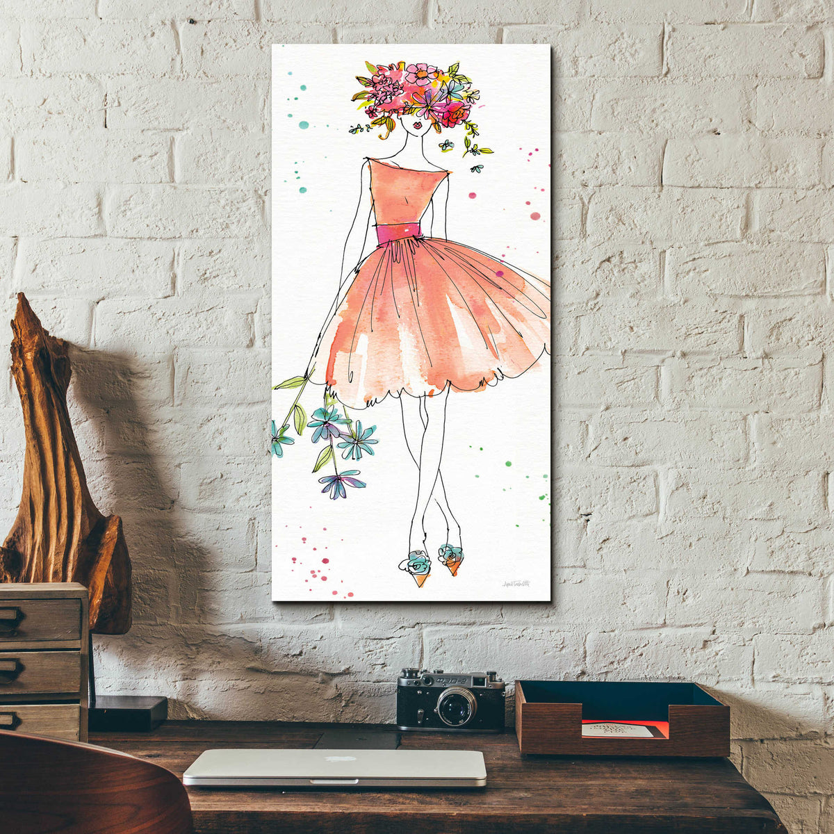 Epic Art 'Floral Figures VIII' by Ann Tavoletti, Acrylic Glass Wall Art,12x24