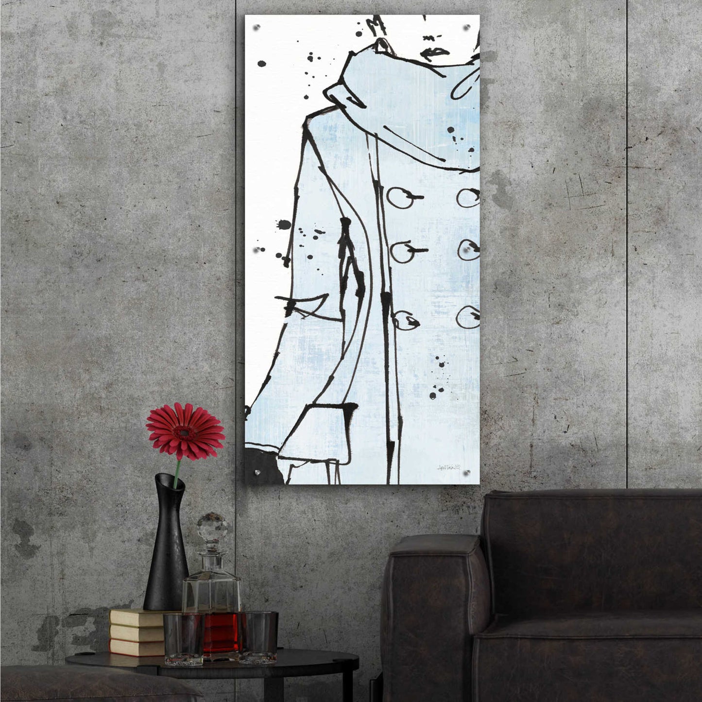 Epic Art 'Fashion Strokes VII Pastel Blue' by Ann Tavoletti, Acrylic Glass Wall Art,24x48