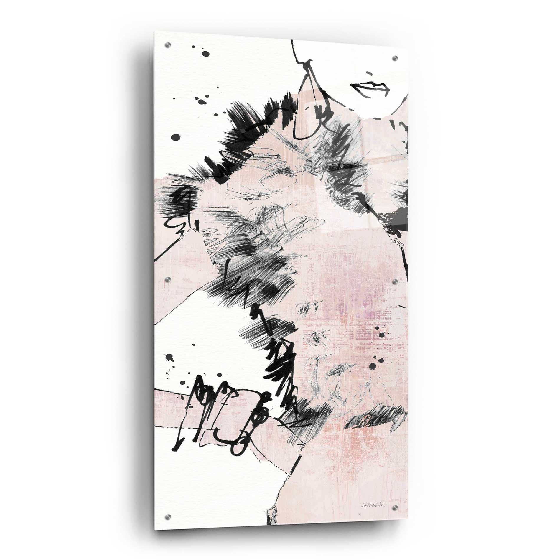 Epic Art 'Fashion Strokes VIII Pastel Pink' by Ann Tavoletti, Acrylic Glass Wall Art,24x48