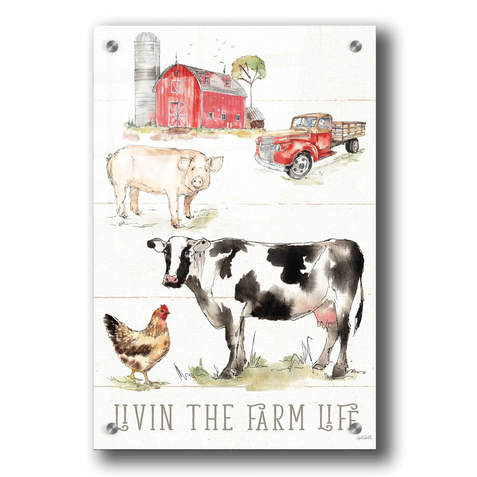 Epic Art 'Country Life III' by Ann Tavoletti, Acrylic Glass Wall Art,24x36