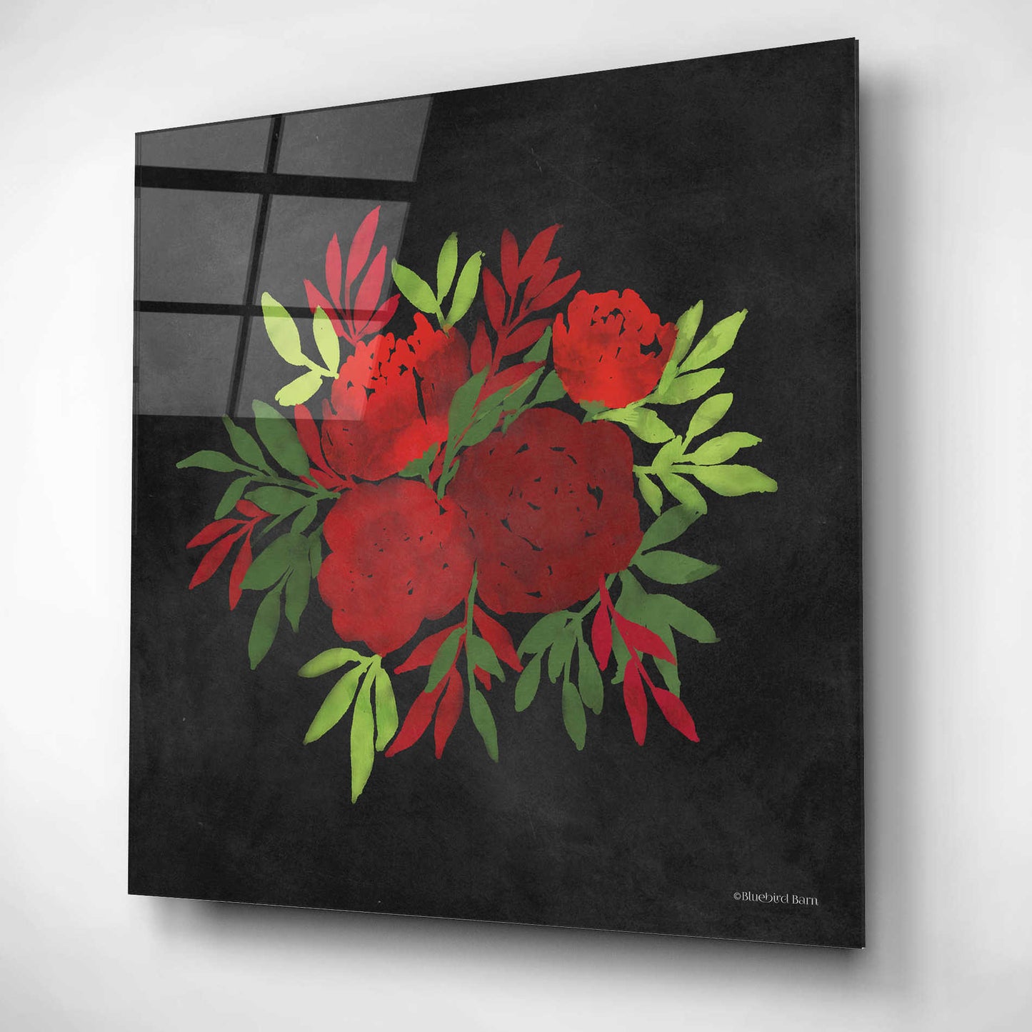 Epic Art 'Red Flowers' by Bluebird Barn, Acrylic Glass Wall Art,12x12