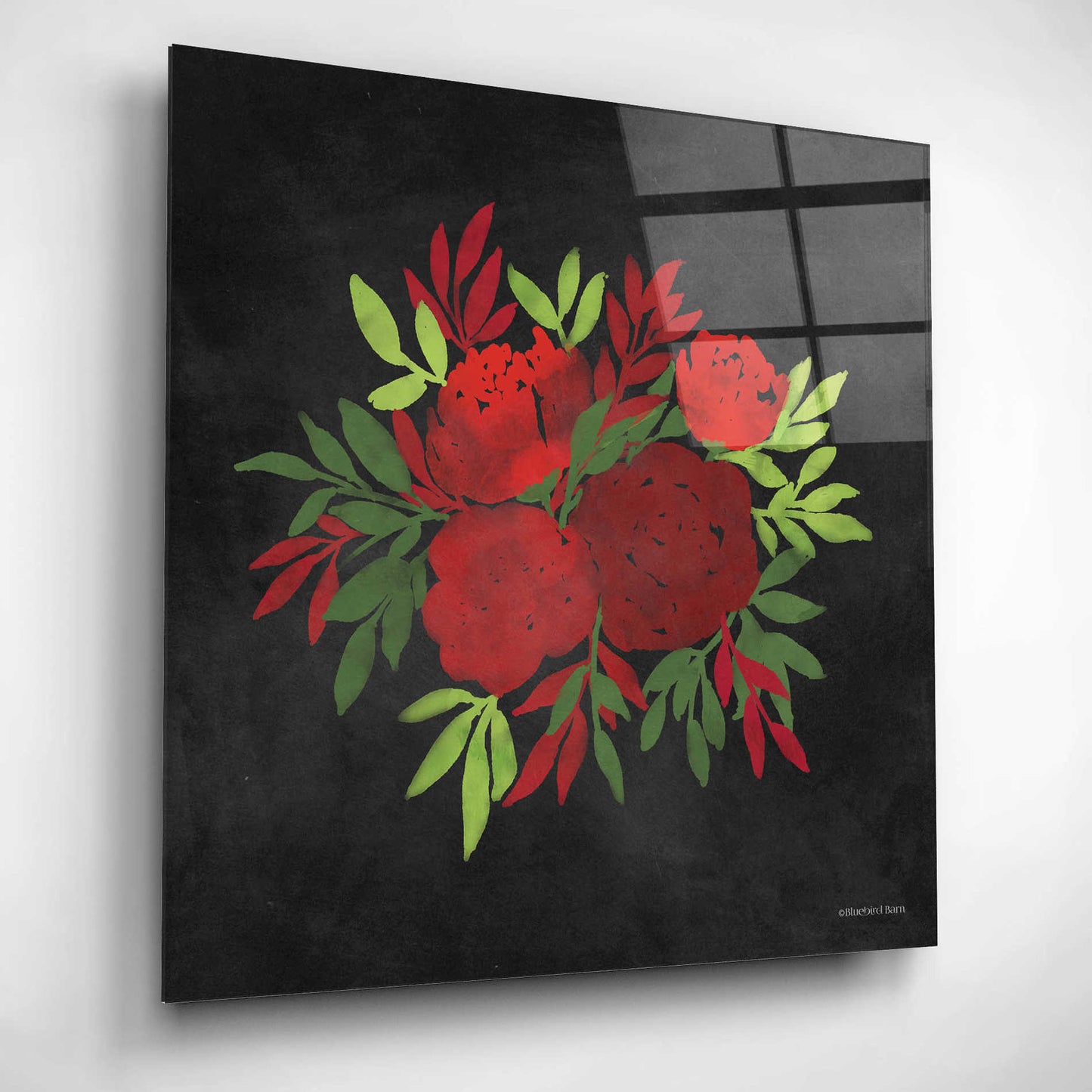 Epic Art 'Red Flowers' by Bluebird Barn, Acrylic Glass Wall Art,12x12