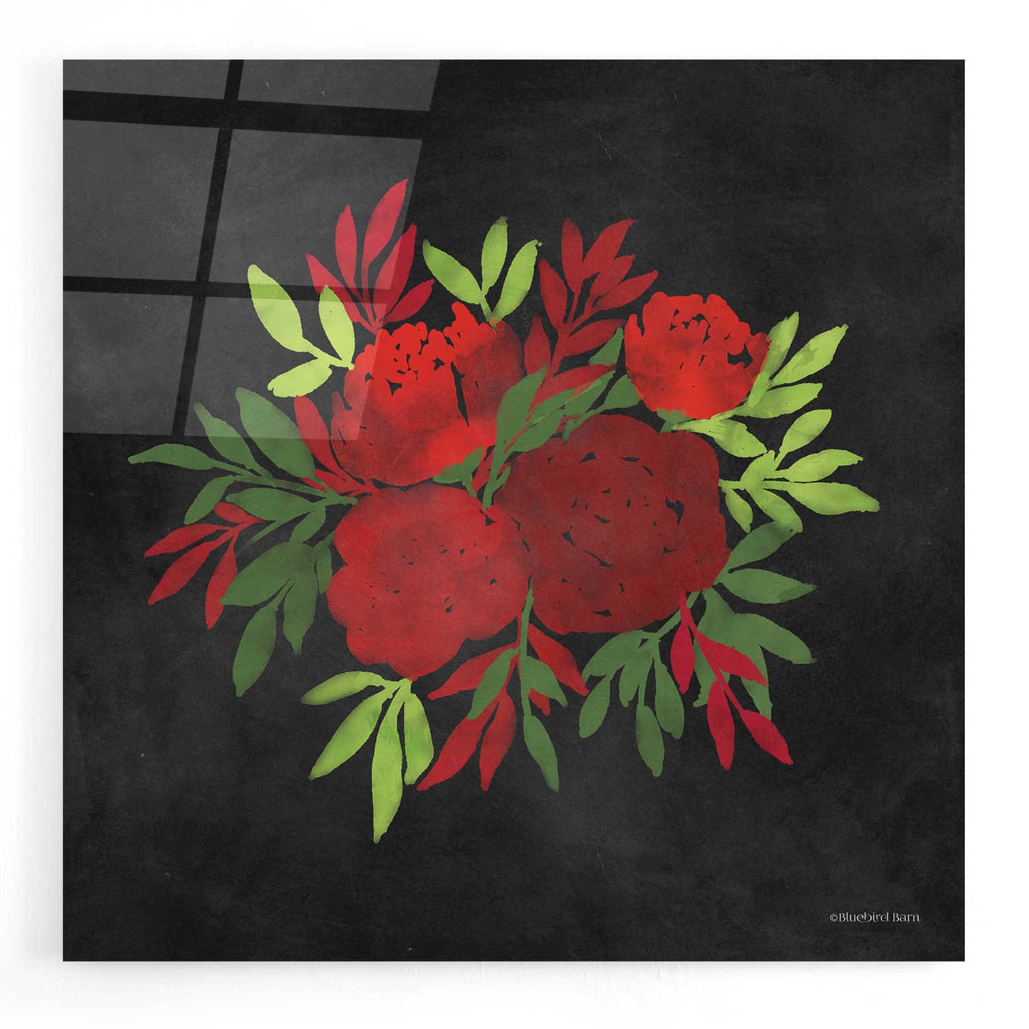 Epic Art 'Red Flowers' by Bluebird Barn, Acrylic Glass Wall Art,12x12