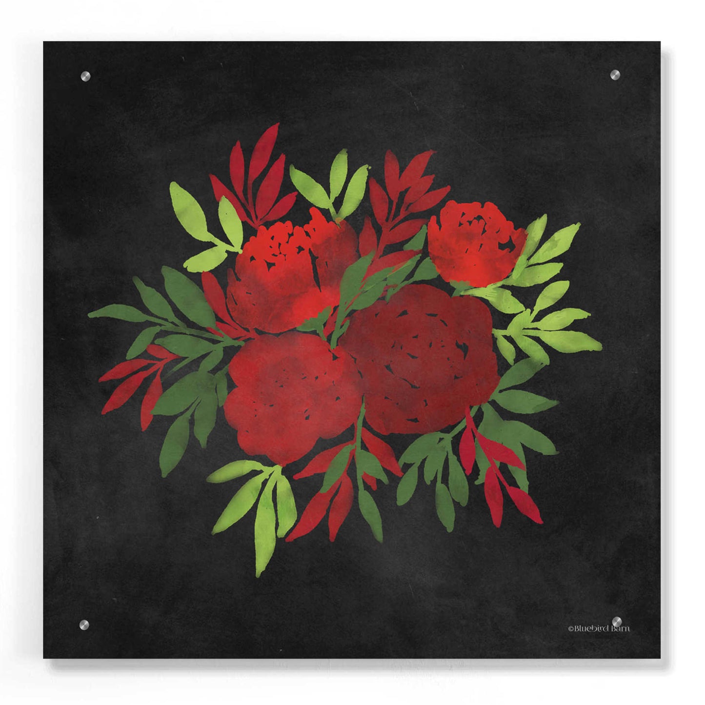 Epic Art 'Red Flowers' by Bluebird Barn, Acrylic Glass Wall Art,24x24