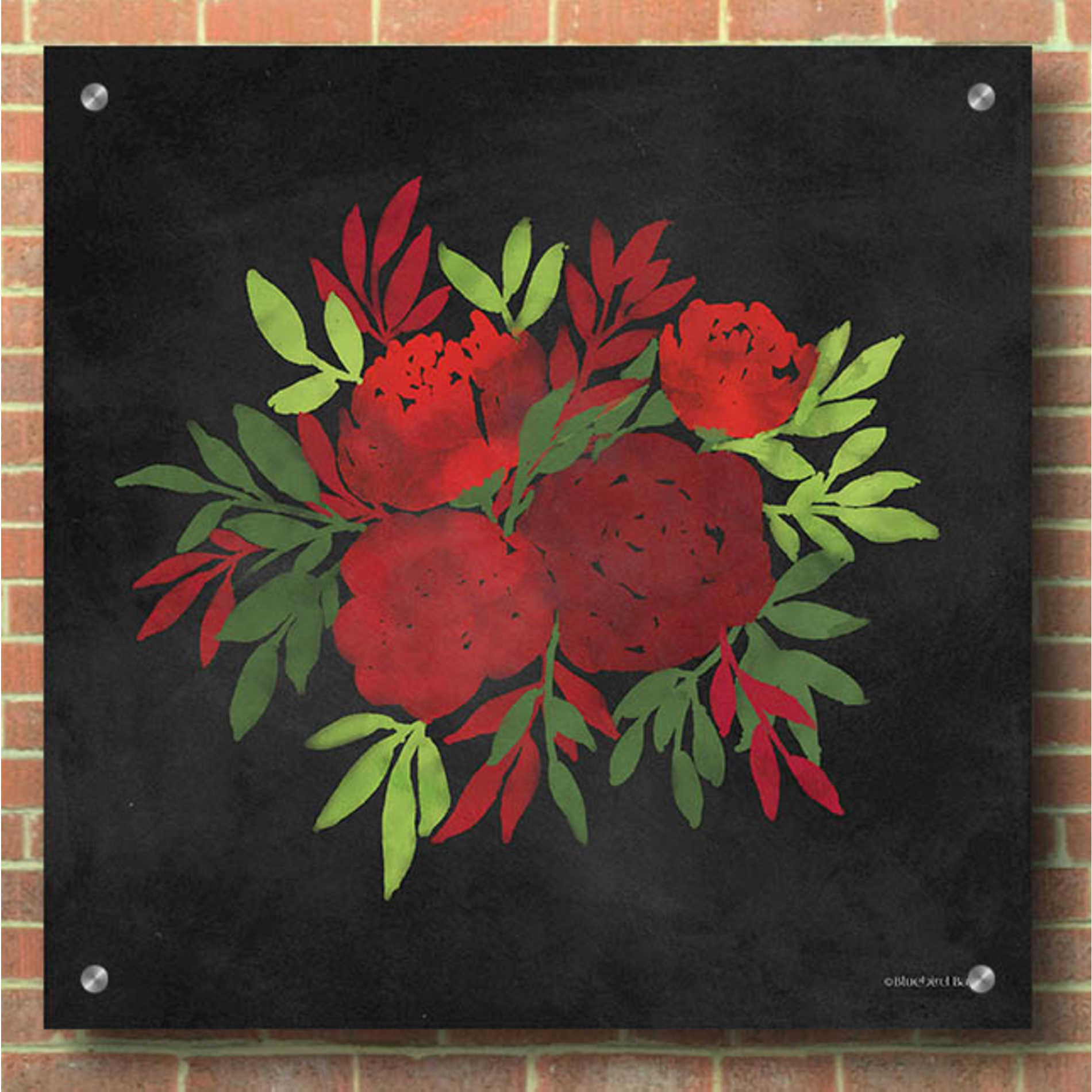 Epic Art 'Red Flowers' by Bluebird Barn, Acrylic Glass Wall Art,36x36