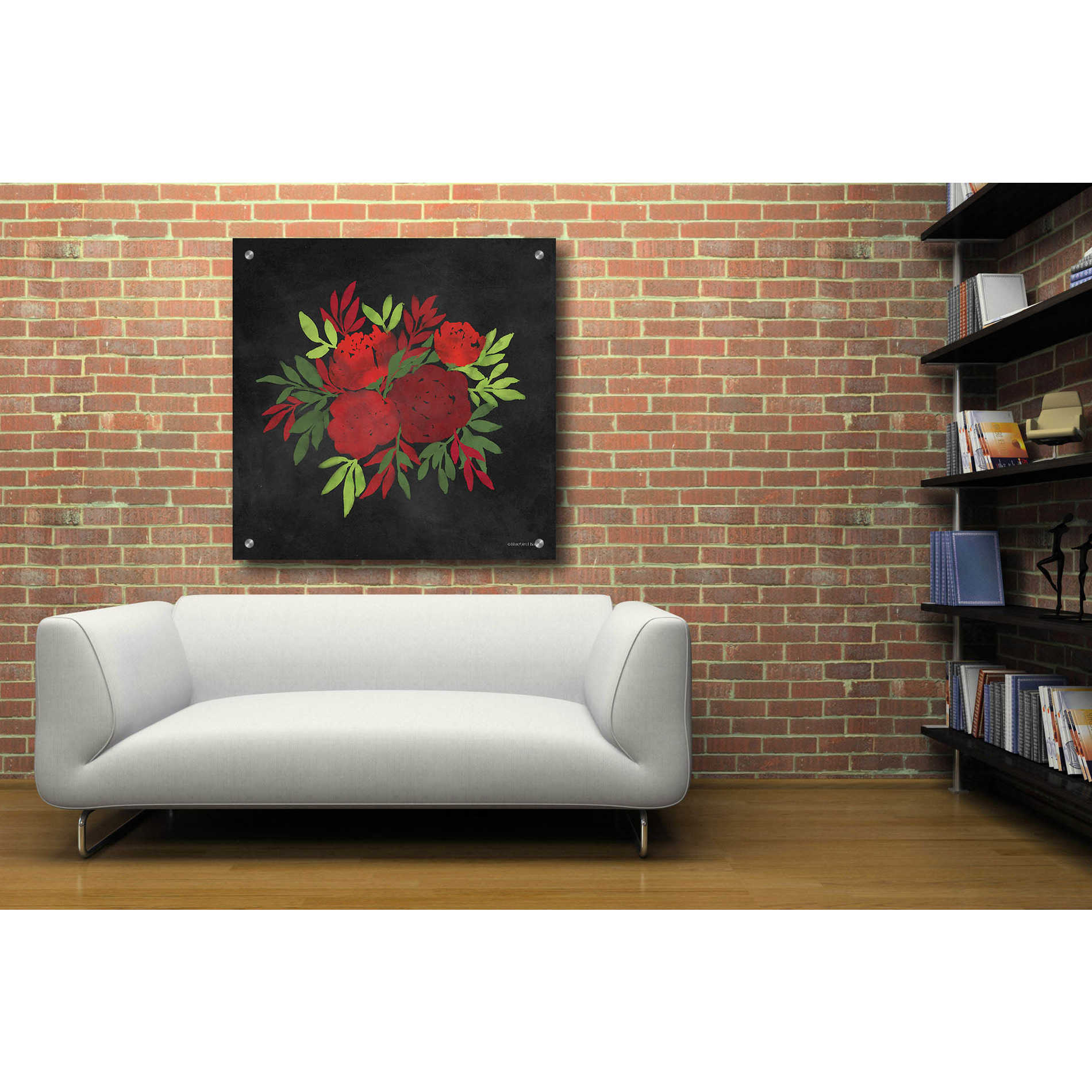 Epic Art 'Red Flowers' by Bluebird Barn, Acrylic Glass Wall Art,36x36