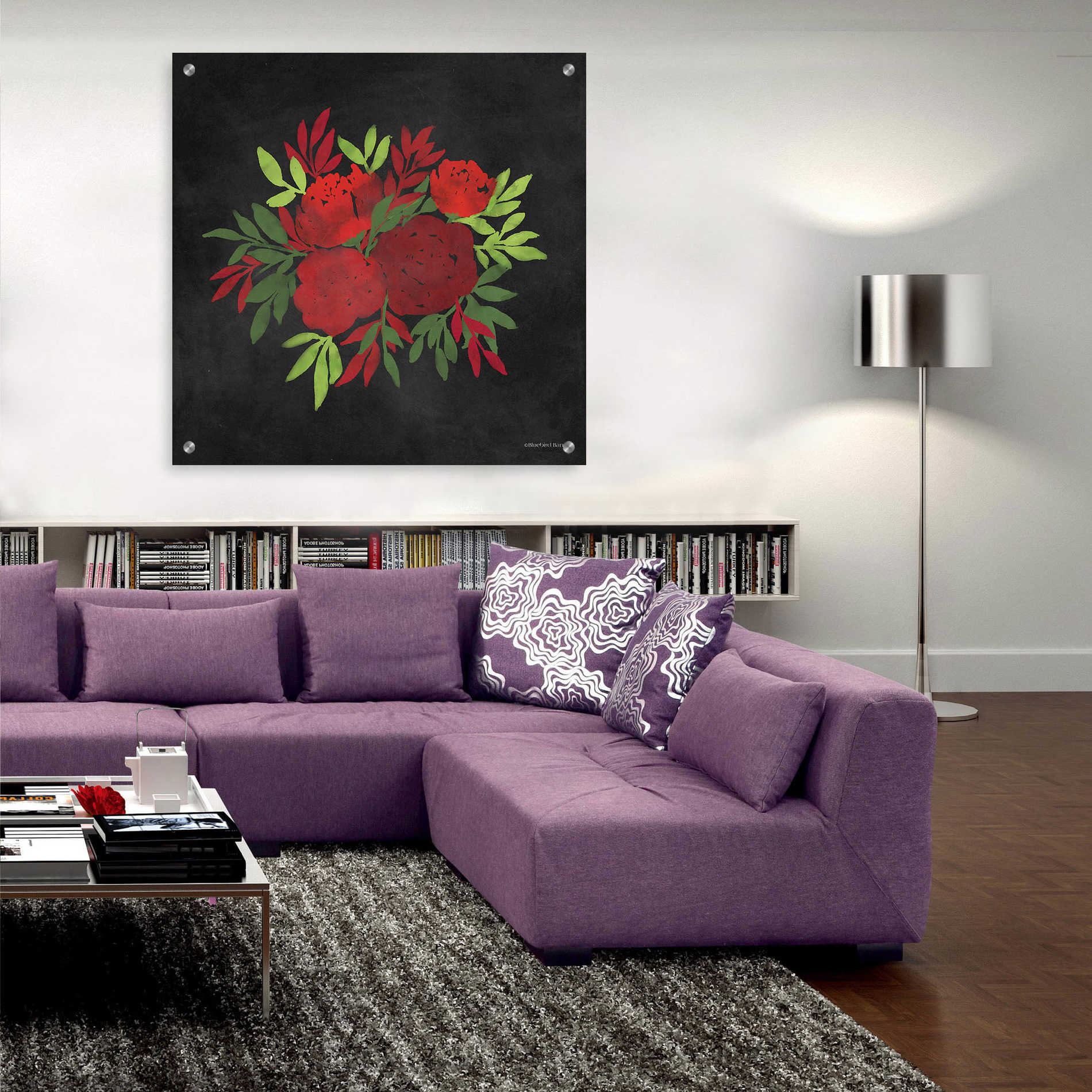 Epic Art 'Red Flowers' by Bluebird Barn, Acrylic Glass Wall Art,36x36