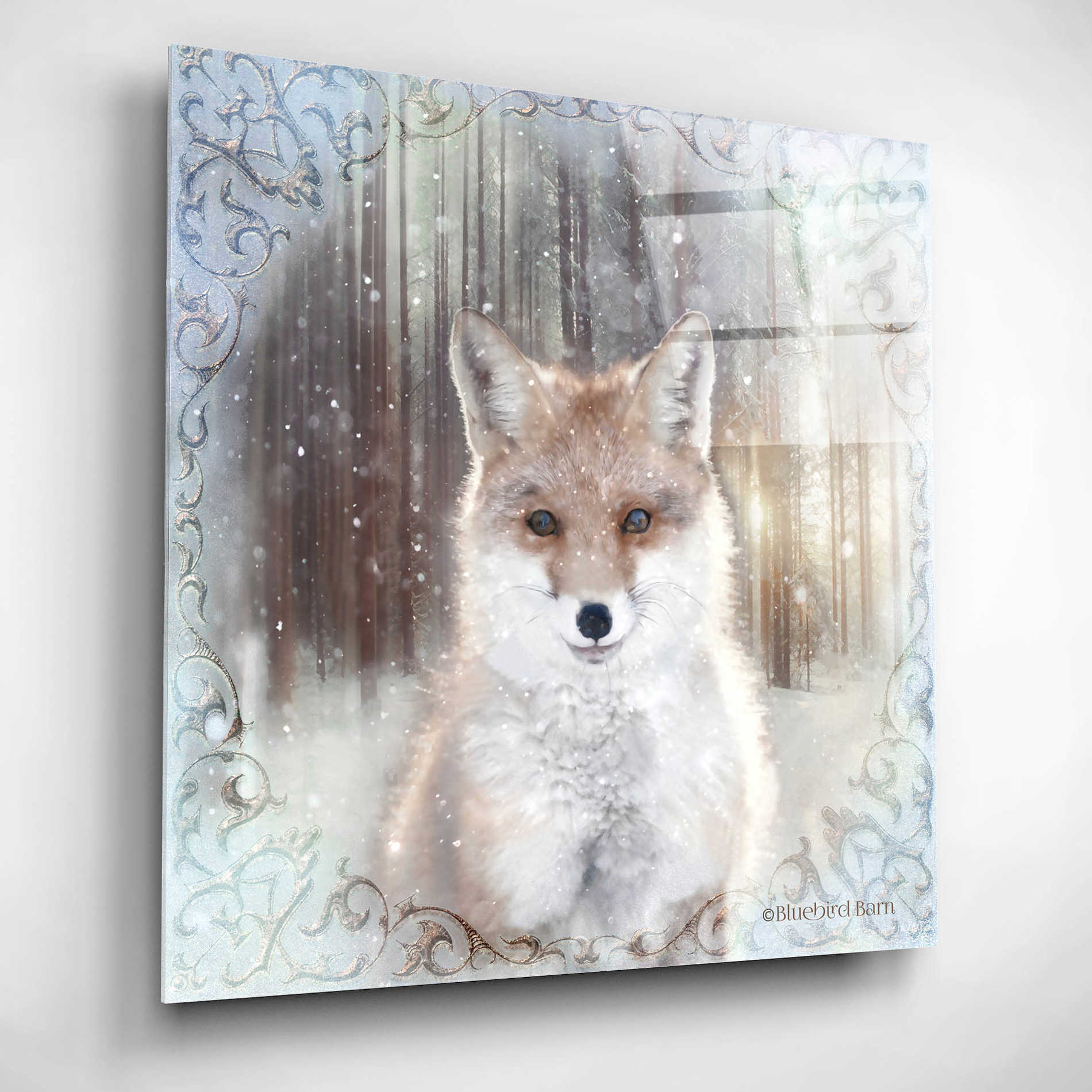 Epic Art 'Enchanted Winter Fox' by Bluebird Barn, Acrylic Glass Wall Art,12x12