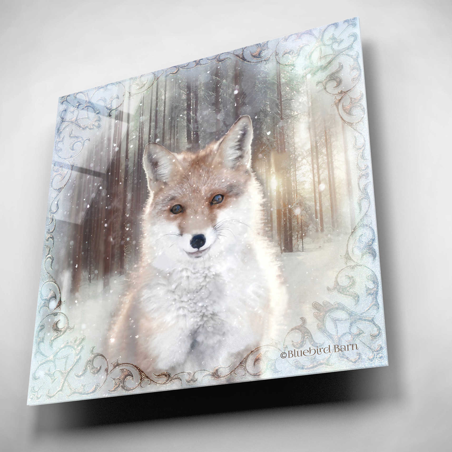 Epic Art 'Enchanted Winter Fox' by Bluebird Barn, Acrylic Glass Wall Art,12x12