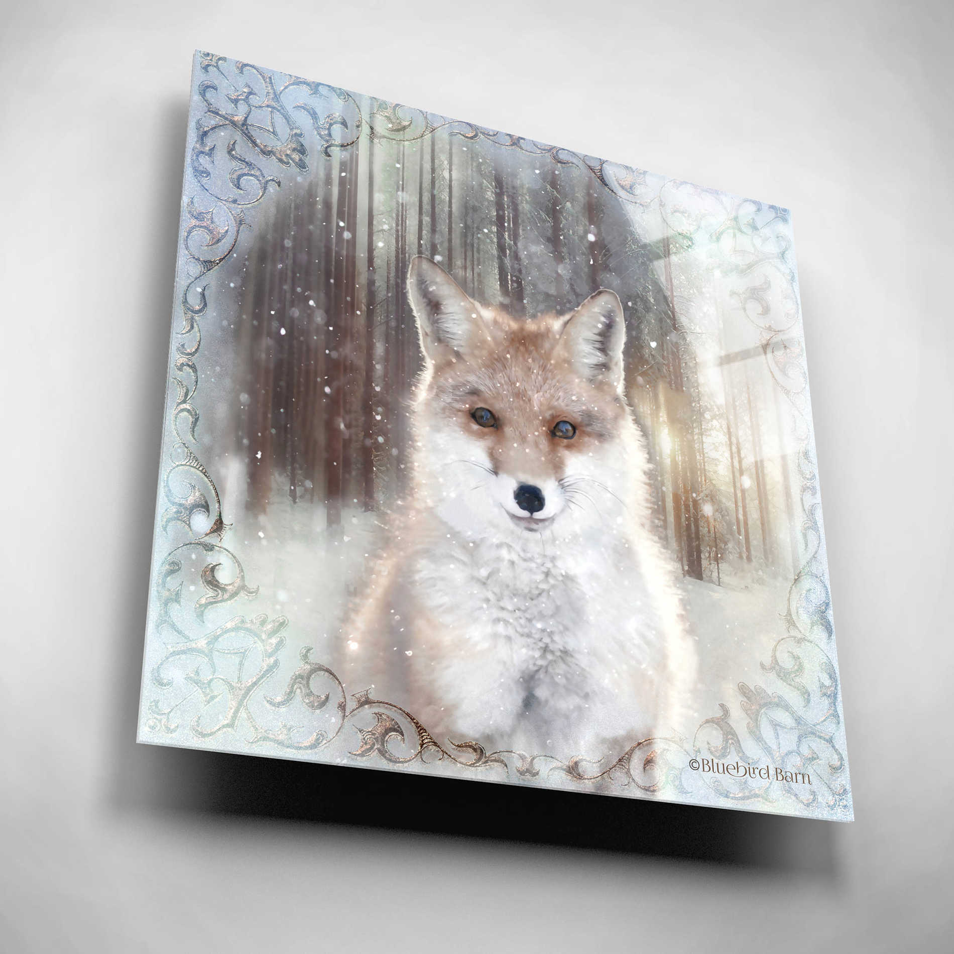 Epic Art 'Enchanted Winter Fox' by Bluebird Barn, Acrylic Glass Wall Art,12x12