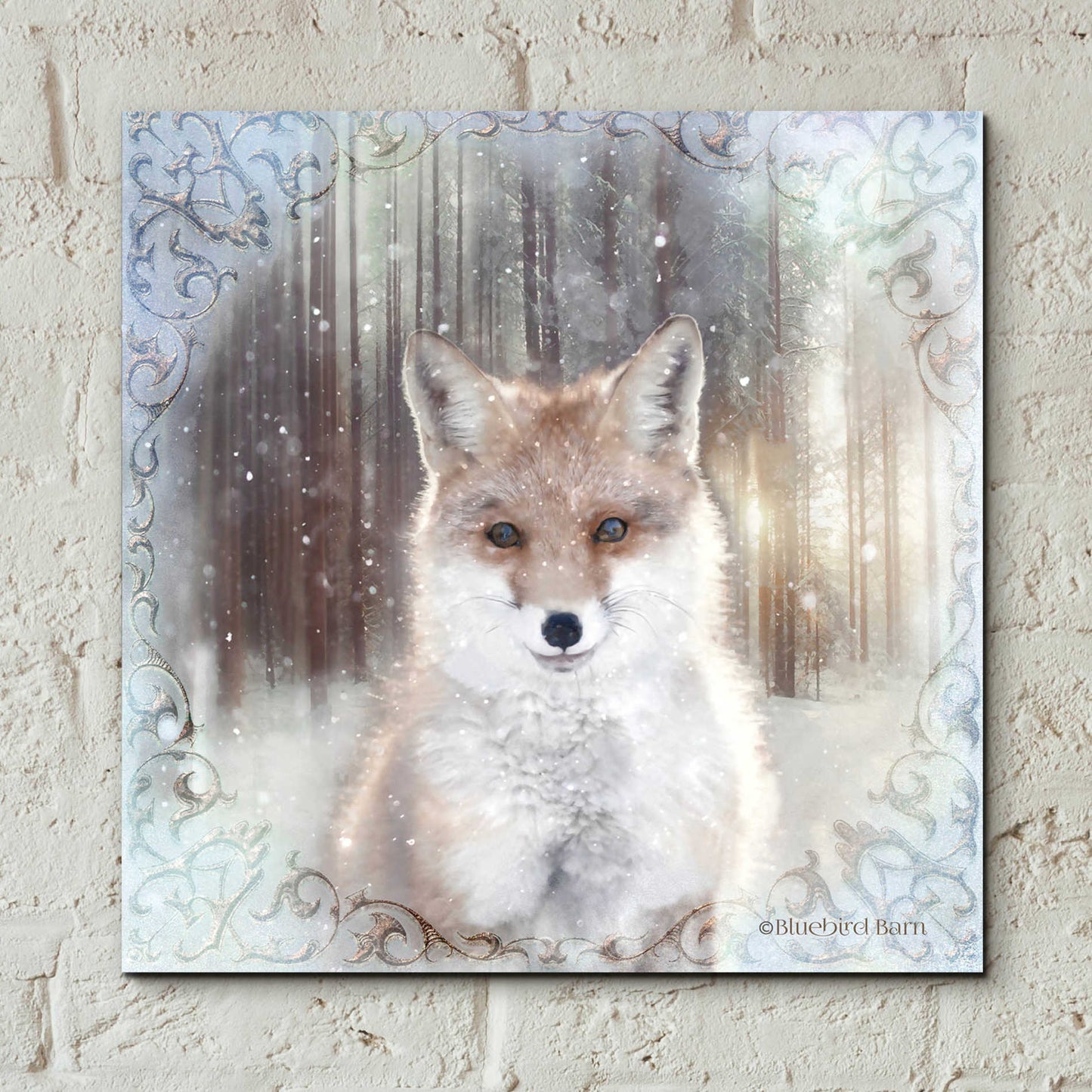 Epic Art 'Enchanted Winter Fox' by Bluebird Barn, Acrylic Glass Wall Art,12x12