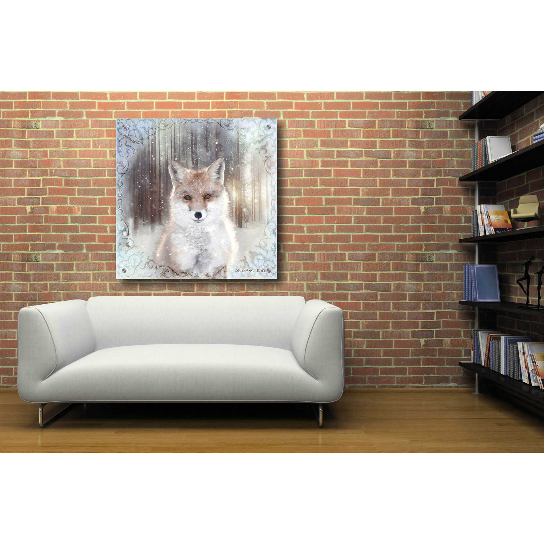 Epic Art 'Enchanted Winter Fox' by Bluebird Barn, Acrylic Glass Wall Art,36x36