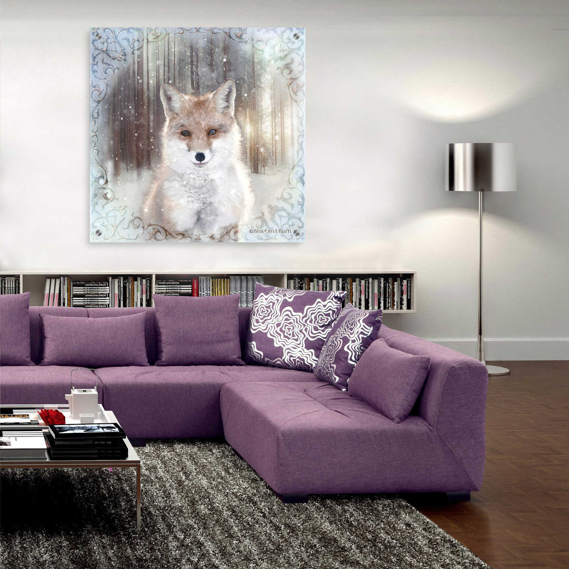 Epic Art 'Enchanted Winter Fox' by Bluebird Barn, Acrylic Glass Wall Art,36x36