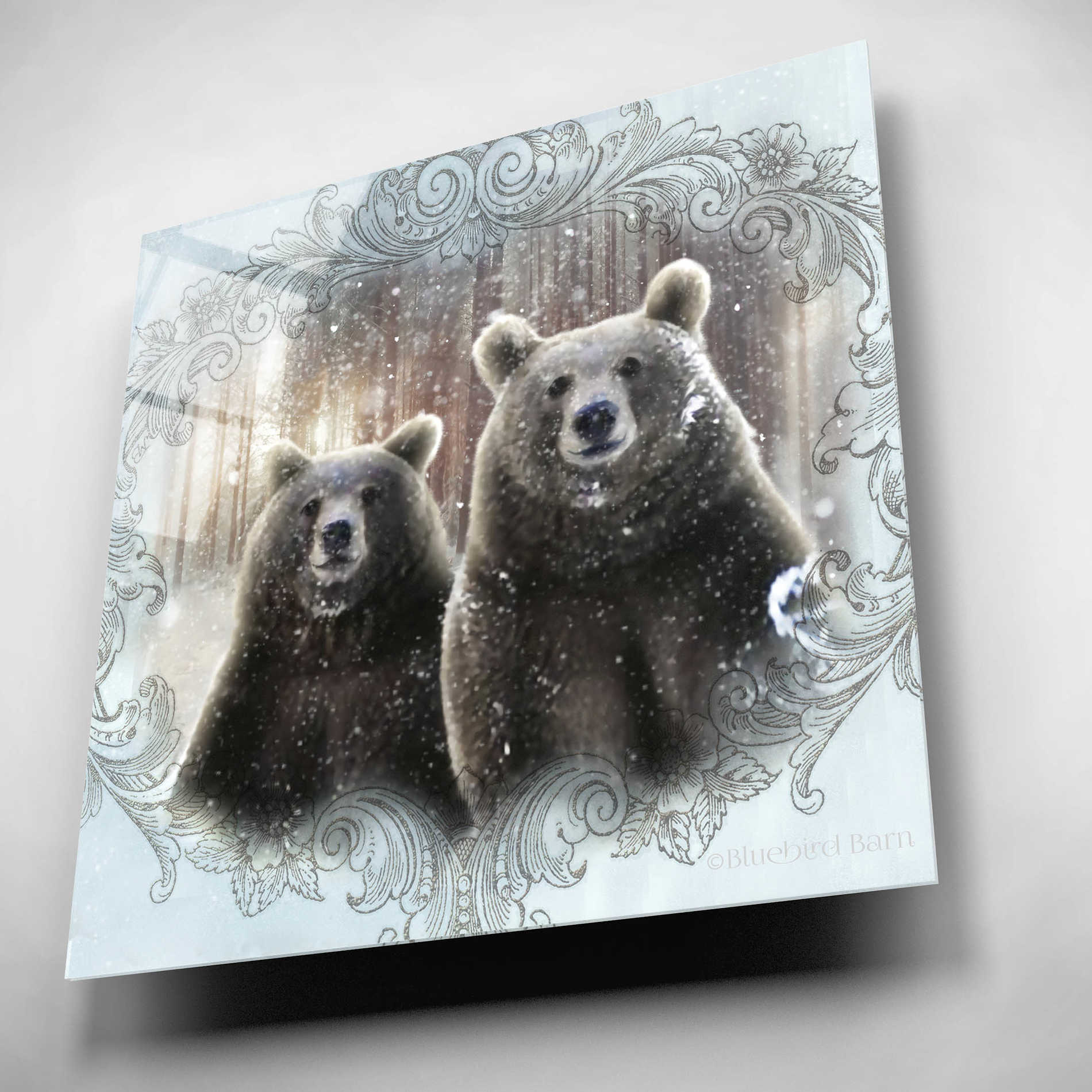 Epic Art 'Enchanted Winter Bears' by Bluebird Barn, Acrylic Glass Wall Art,12x12