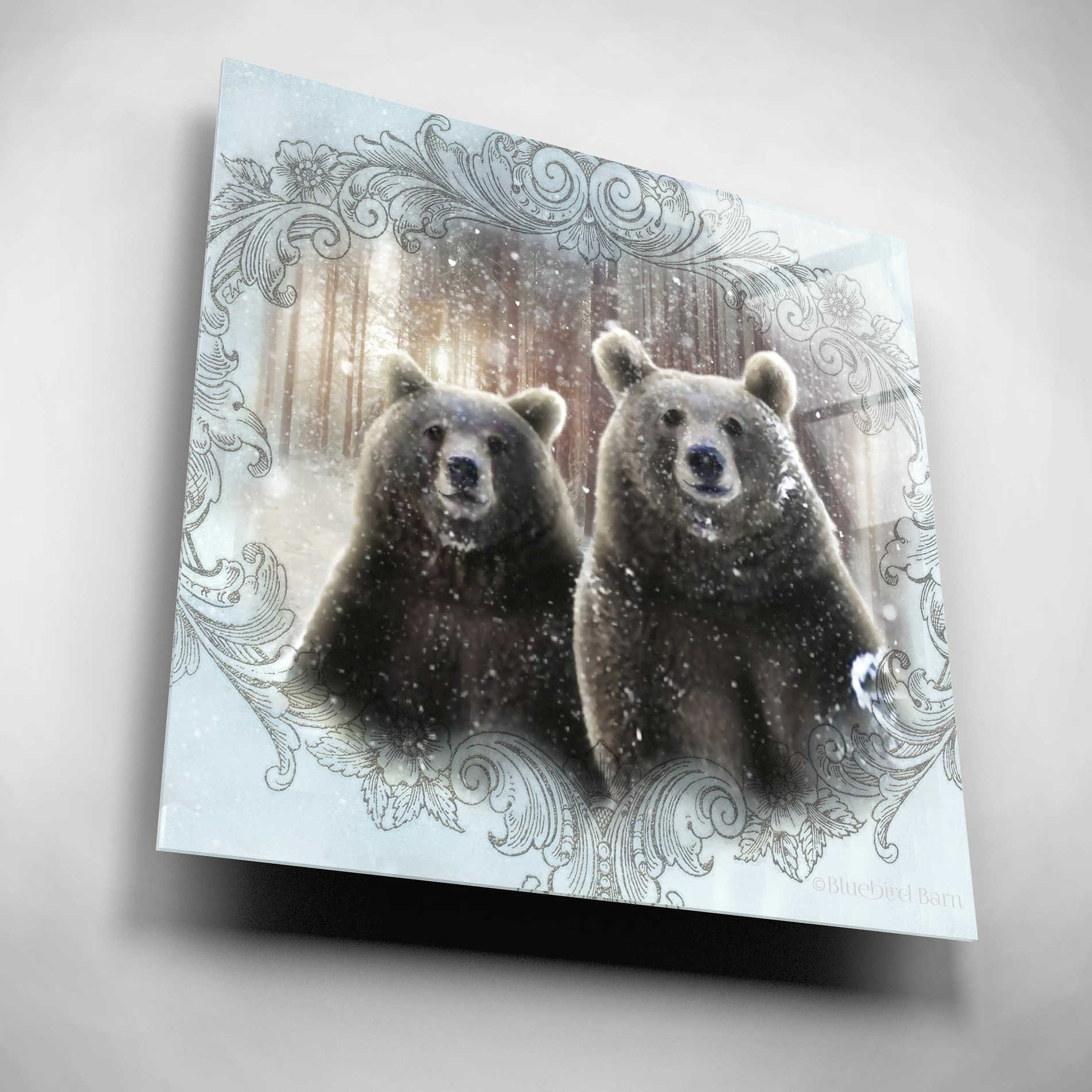 Epic Art 'Enchanted Winter Bears' by Bluebird Barn, Acrylic Glass Wall Art,12x12