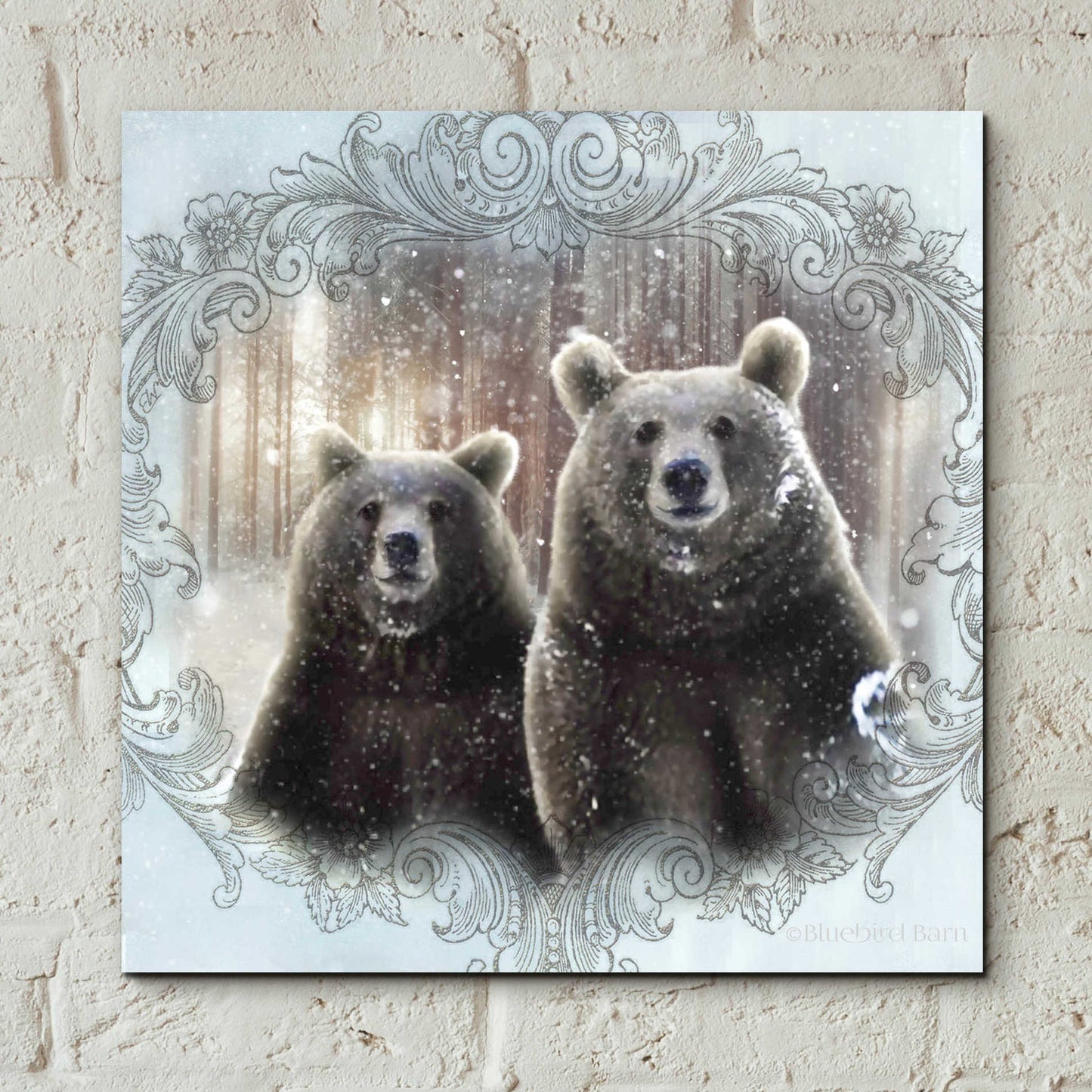 Epic Art 'Enchanted Winter Bears' by Bluebird Barn, Acrylic Glass Wall Art,12x12